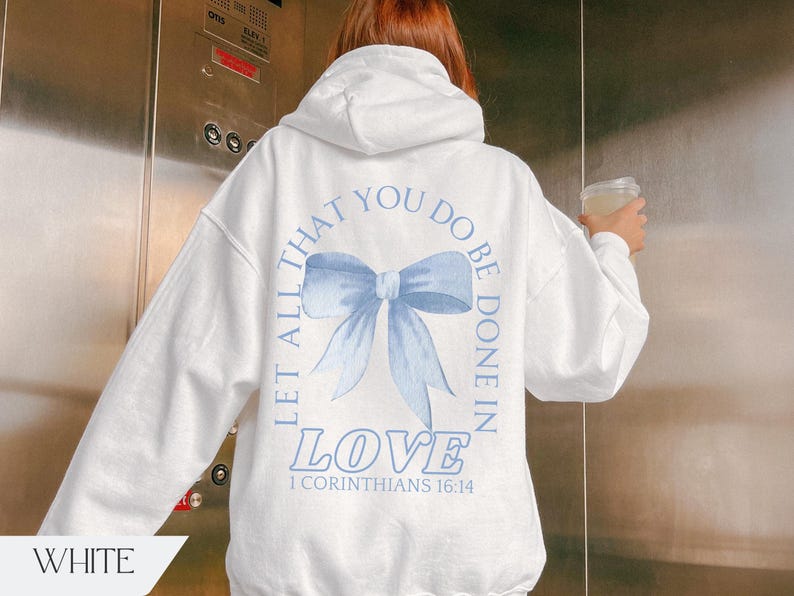 Jesus Loves You，Coquette Bow Bible Verse Hoodie