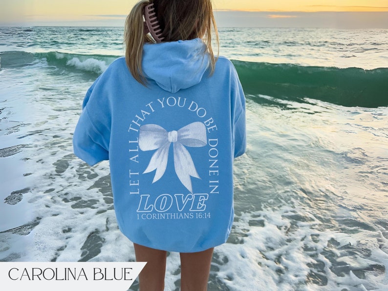 Jesus Loves You，Coquette Bow Bible Verse Hoodie