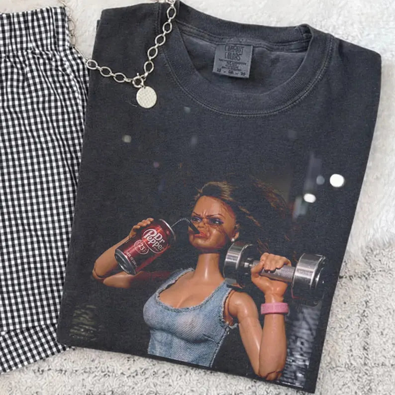Vintage Workout Meme,Funny Gym Barbie Dr Pepper T-Shirt