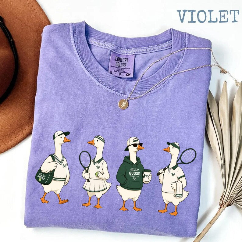 Comfort Colors®  Funny Tennis Player，Silly Goose Tennis T-Shirt