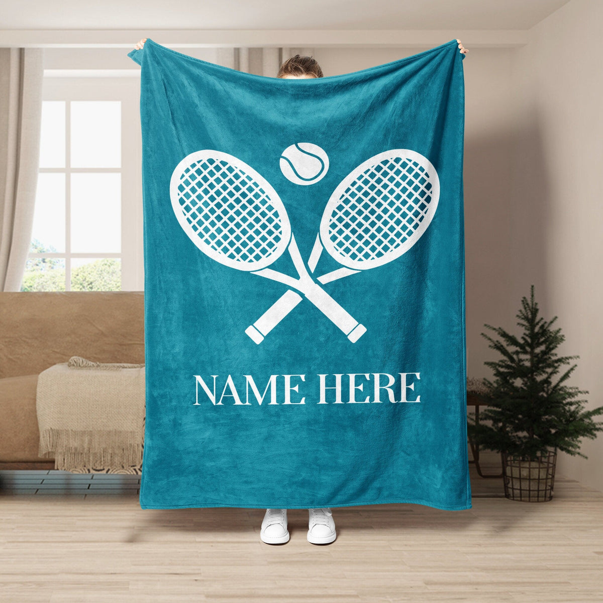 Personalized Tennis Blanket, Custom Name Soft Cozy Flannel Blanket, Tennis Gift for Dad, Mom, Husband, Boyfriend, Son, Daughter