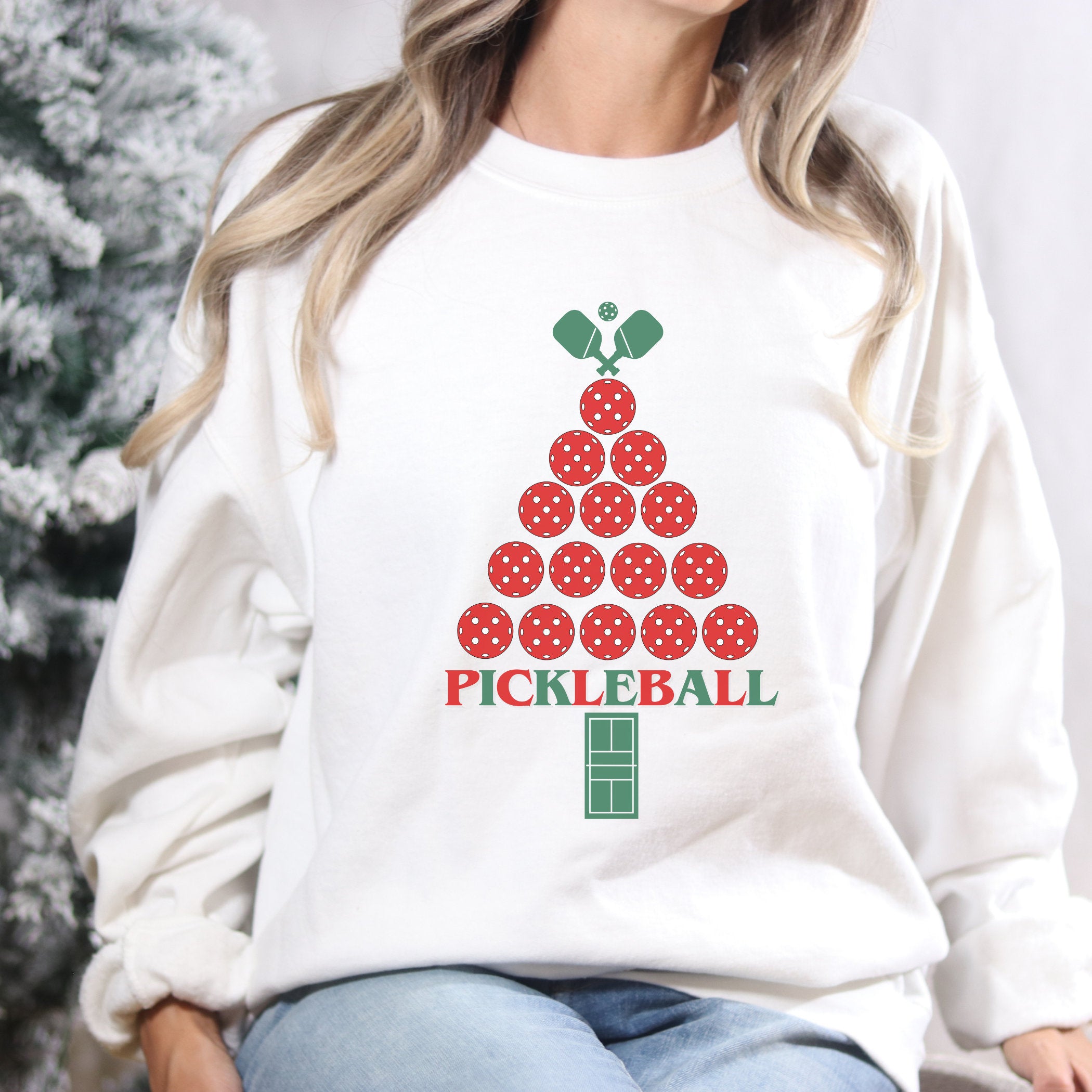 Pickleball Christmas Tree Sweatshirt