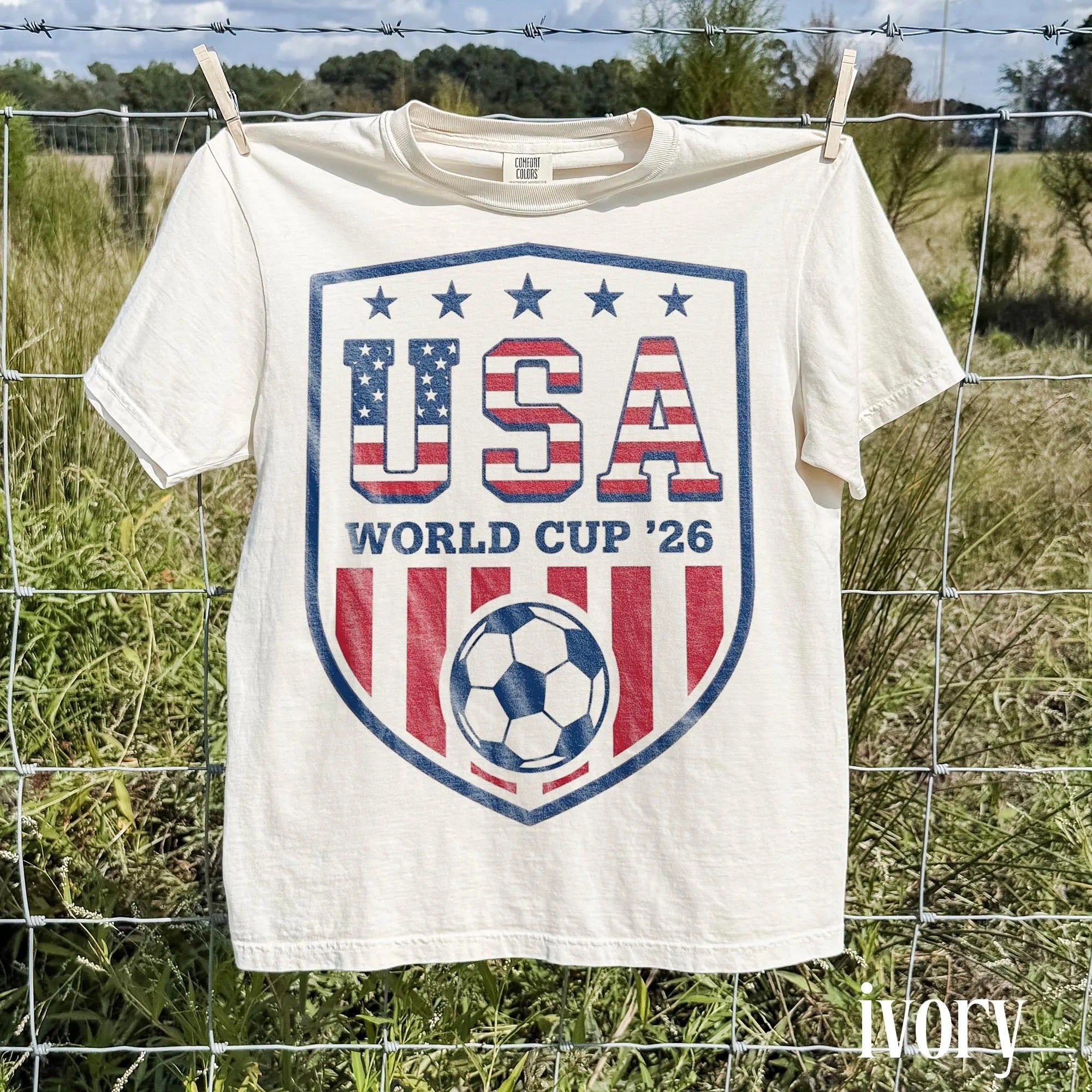 Comfort Colors USA World Cup 26 Soccer Shirt, American Flag Football T-shirt