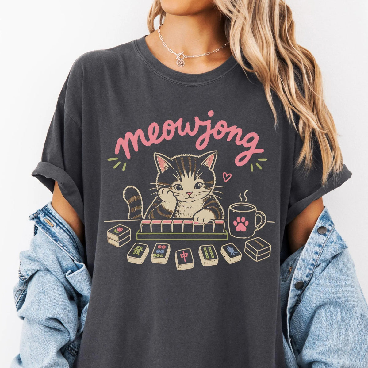 Comfort Colors Cute Mahjong Cat T-Shirt
