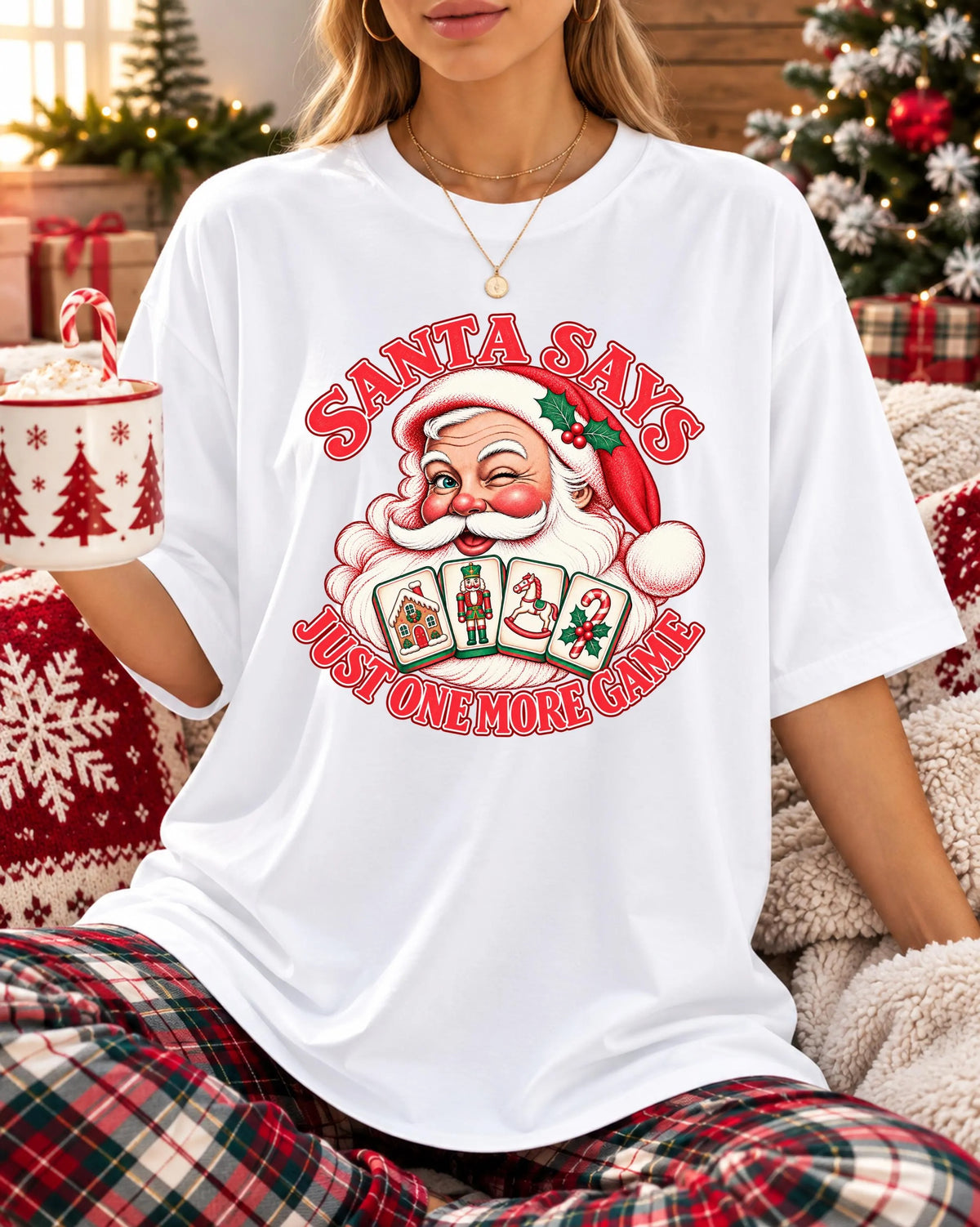 Comfort Colors ust One More Game，Santa Mahjong Christmas T-Shirt