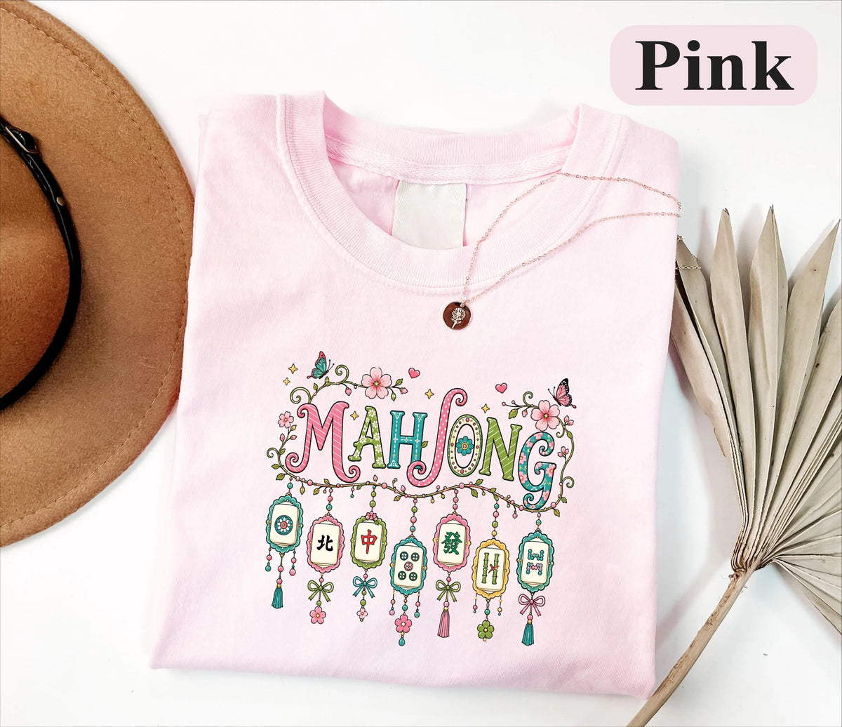 Comfort Colors Floral Mahjong Game£¬Mahjong Social Club T-Shirt£©