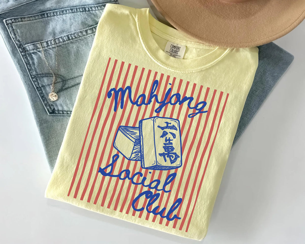 Comfort Colors Mahjong Social Club, Funny Mahjong T-Shirt