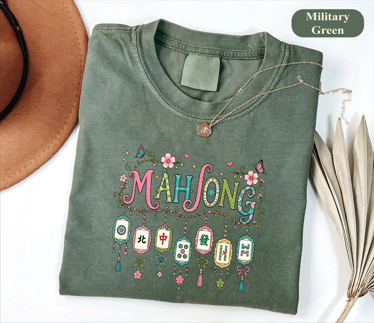 Comfort Colors Floral Mahjong Game£¬Mahjong Social Club T-Shirt£©