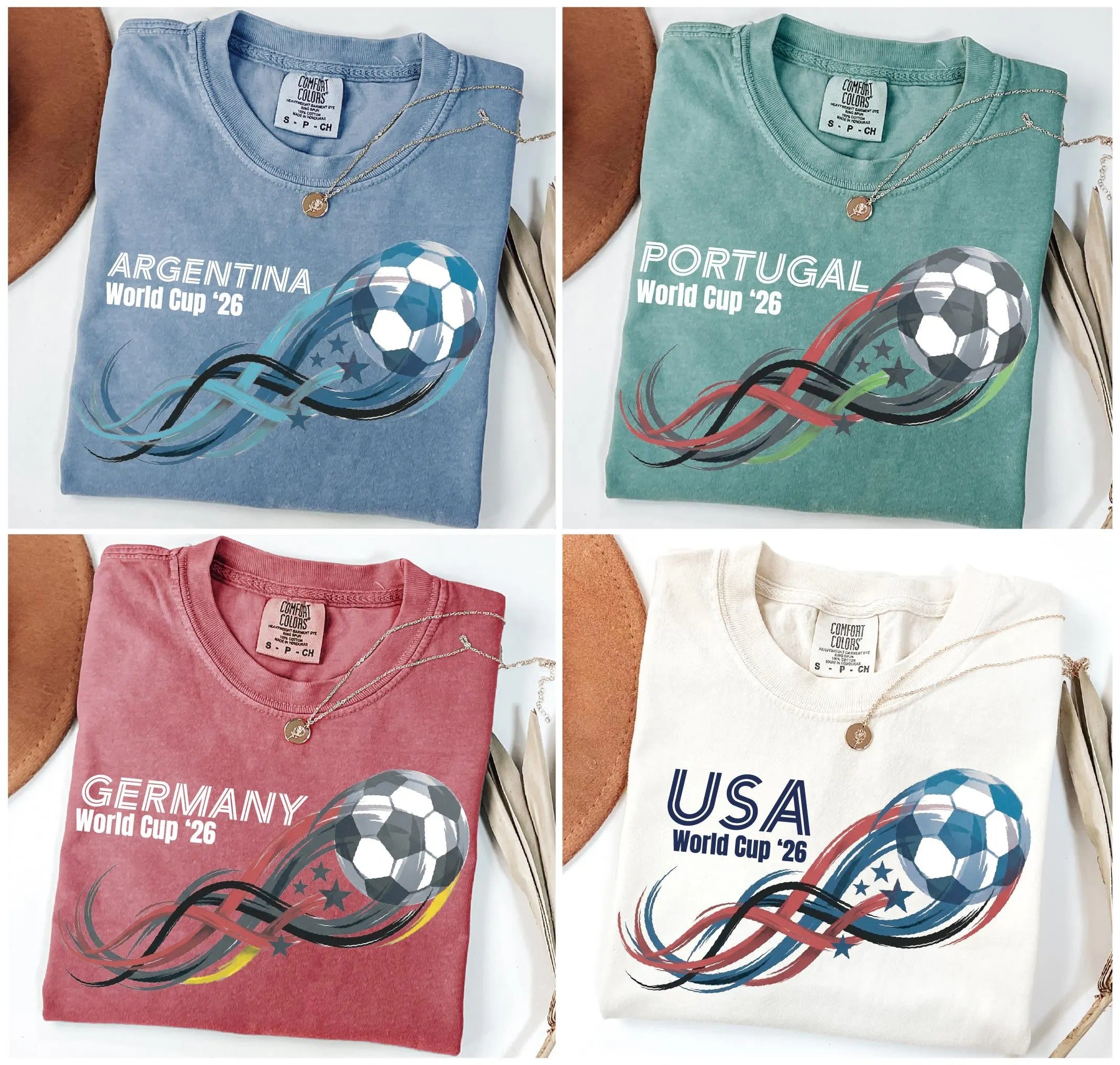 Comfort ColorsSoccer Cup Shirt, USA Argentina Germany Portugal Soccer , Football Fan , Game Day  T-shirt（副本）