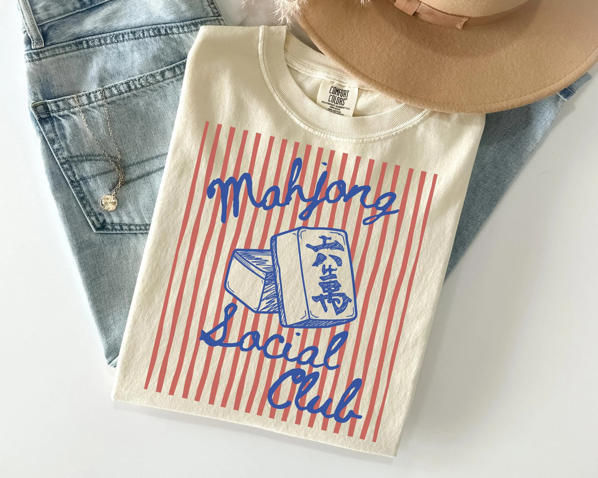 Comfort Colors Mahjong Social Club, Funny Mahjong T-Shirt