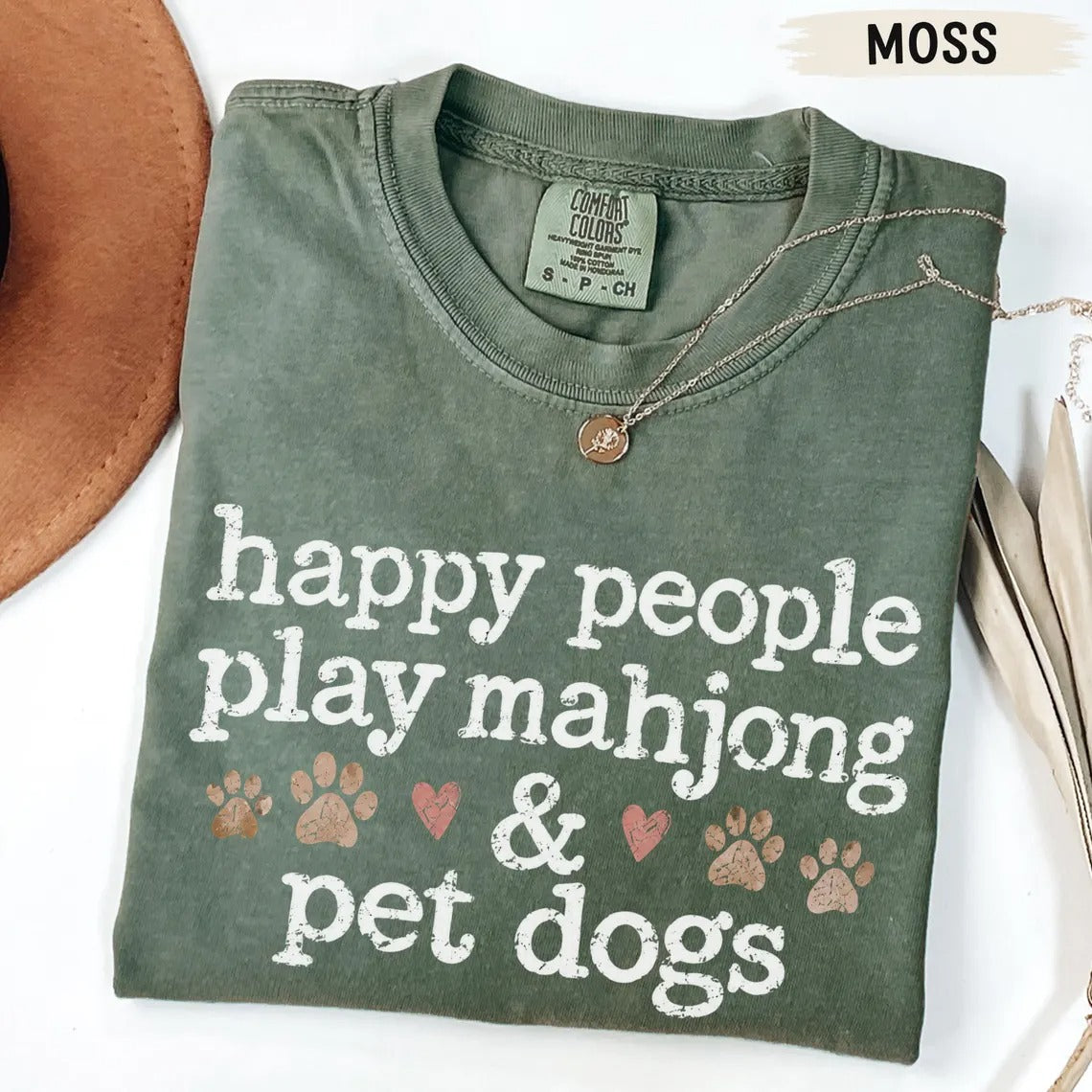 Comfort Colors Happy People Play Mahjong & Pet Dogs T-Shirt
