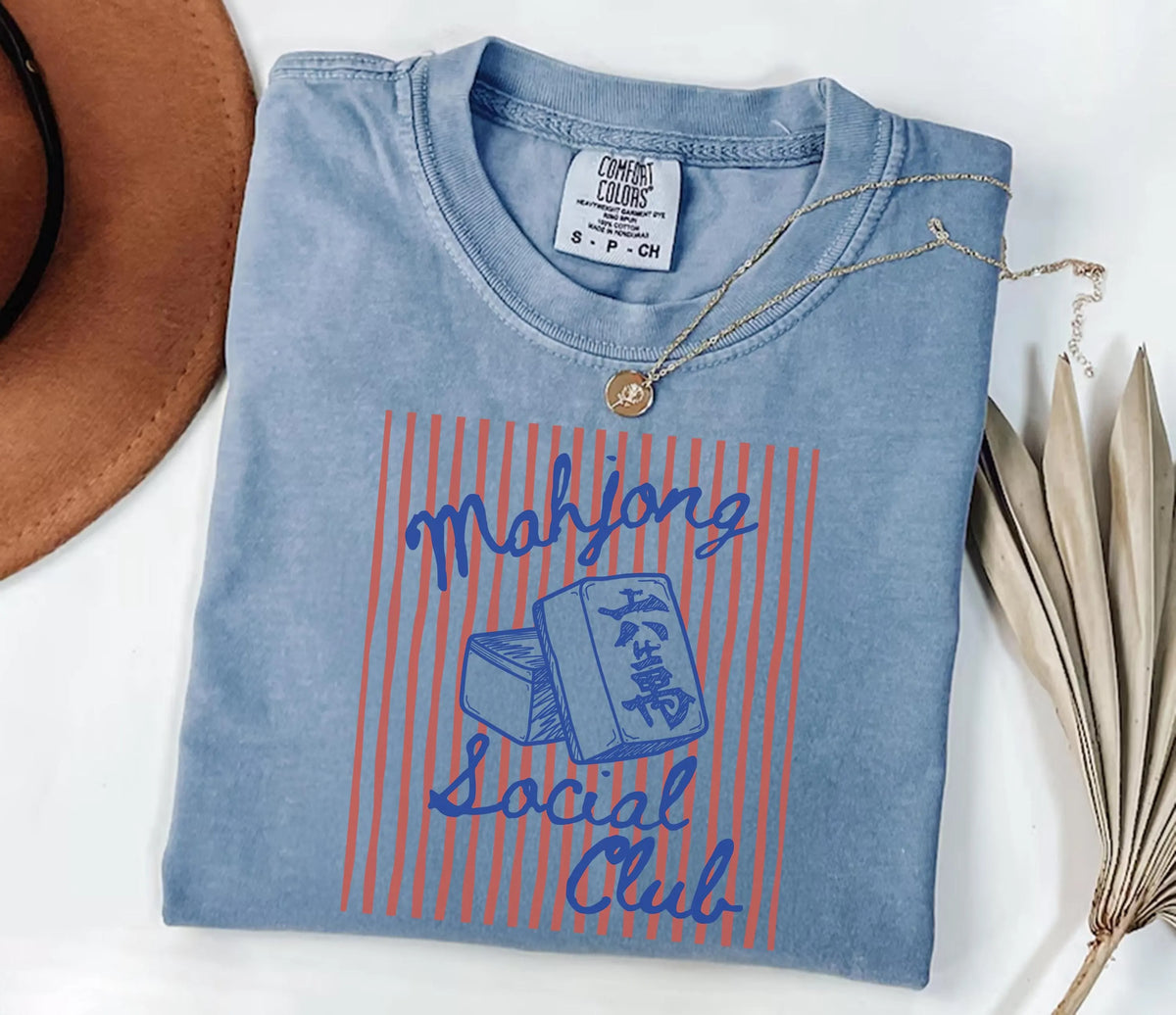 Comfort Colors Mahjong Social Club, Funny Mahjong T-Shirt