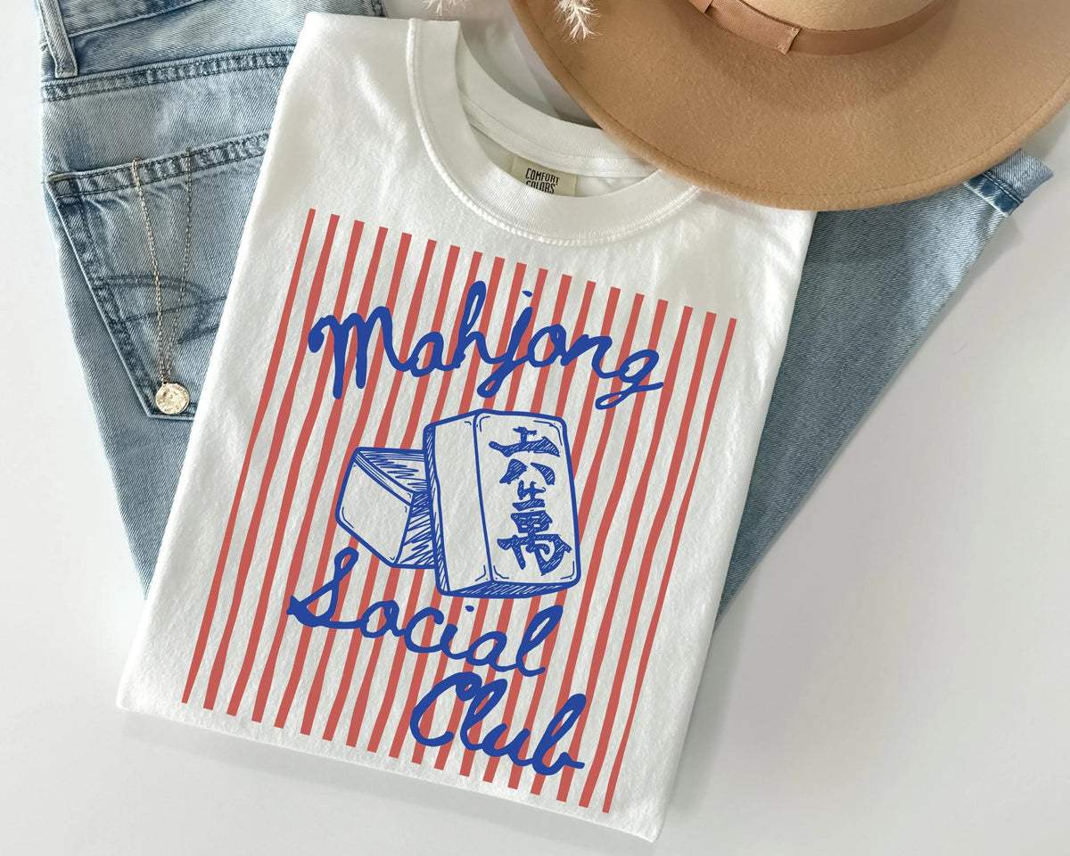 Comfort Colors Mahjong Social Club, Funny Mahjong T-Shirt