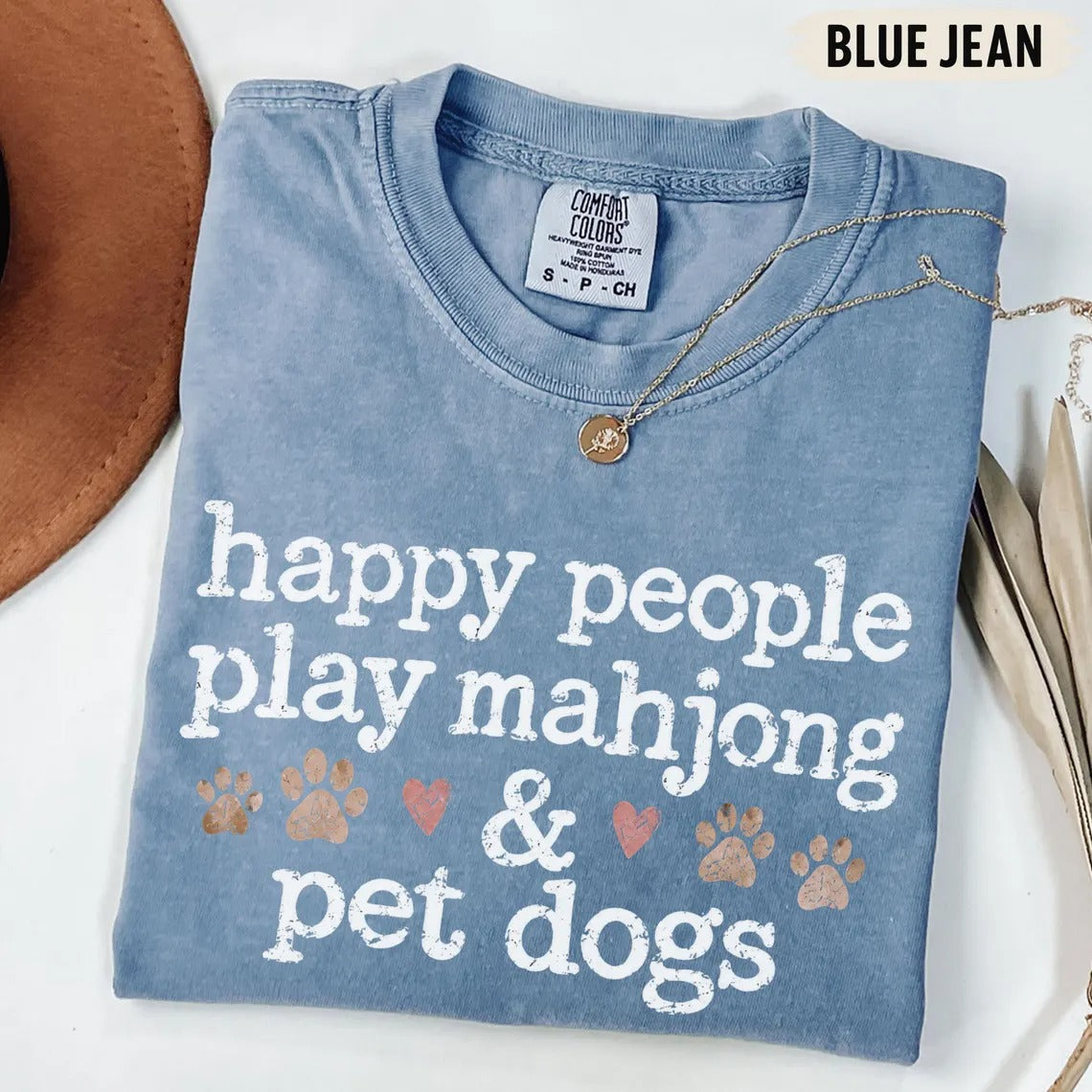 Comfort Colors Happy People Play Mahjong & Pet Dogs T-Shirt