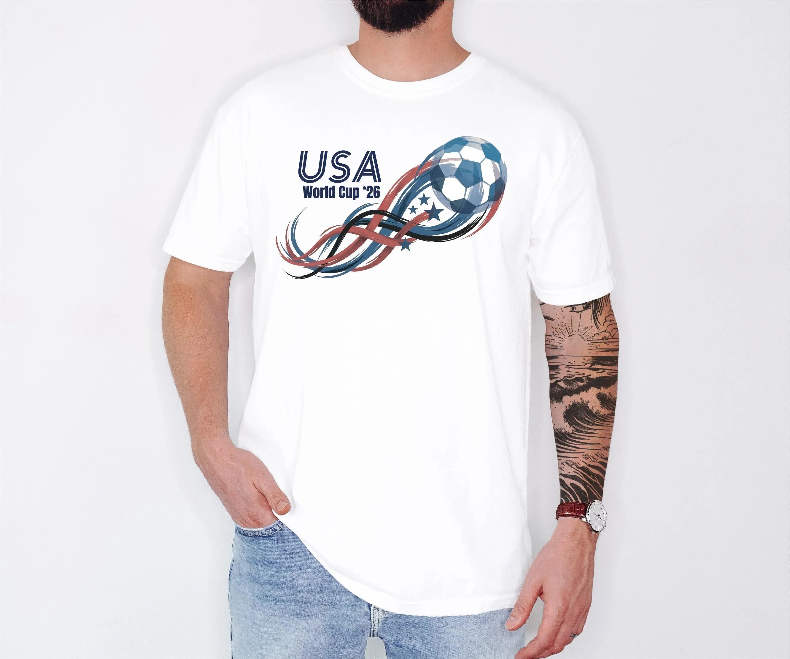 Comfort ColorsSoccer Cup Shirt, USA Argentina Germany Portugal Soccer , Football Fan , Game Day  T-shirt（副本）