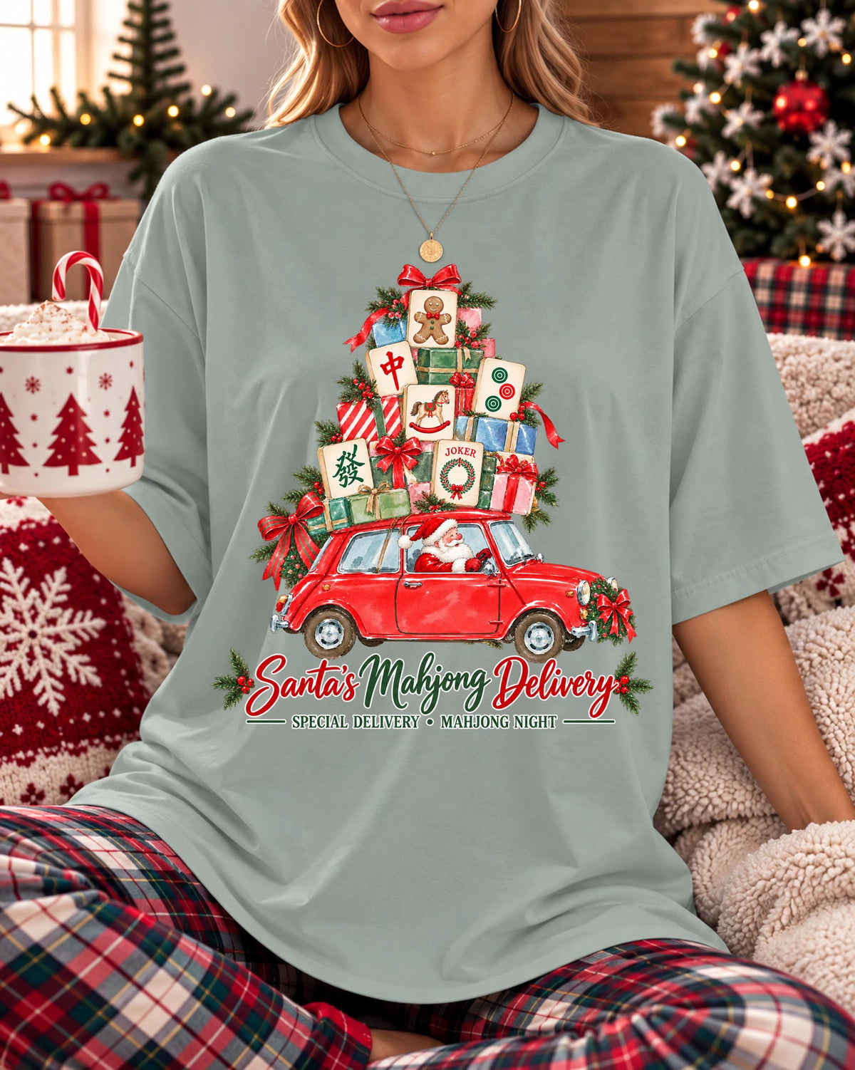Comfort Colors Santa Mahjong Christmas Mahjong T-Shirt