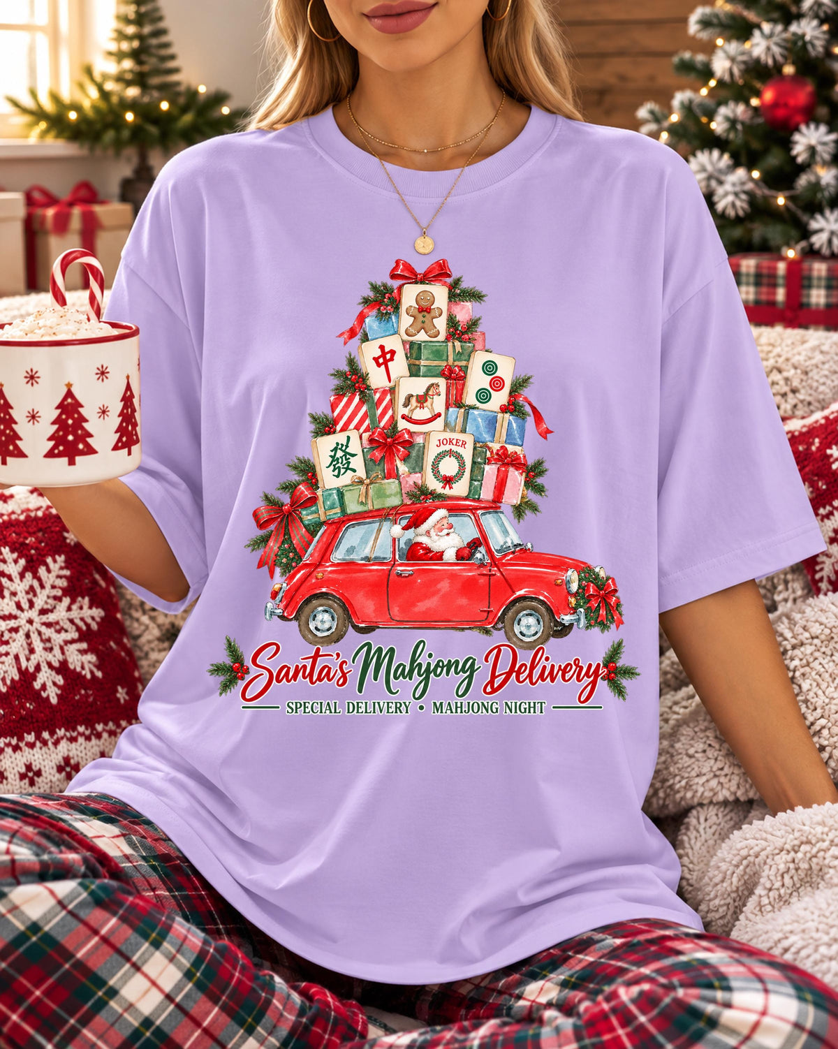 Comfort Colors Santa Mahjong Christmas Mahjong T-Shirt