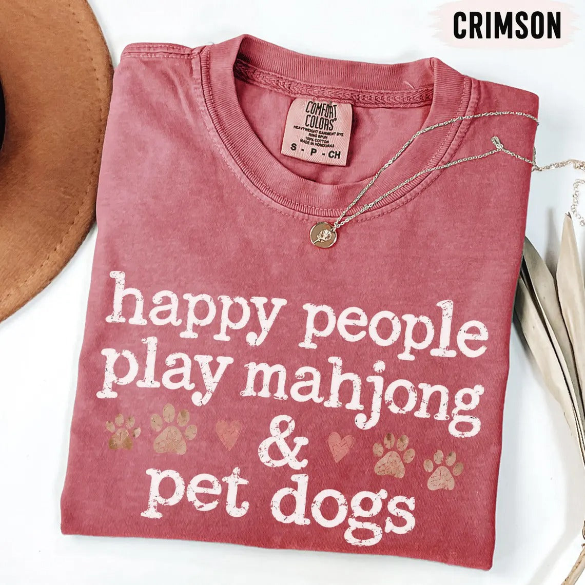 Comfort Colors Happy People Play Mahjong & Pet Dogs T-Shirt