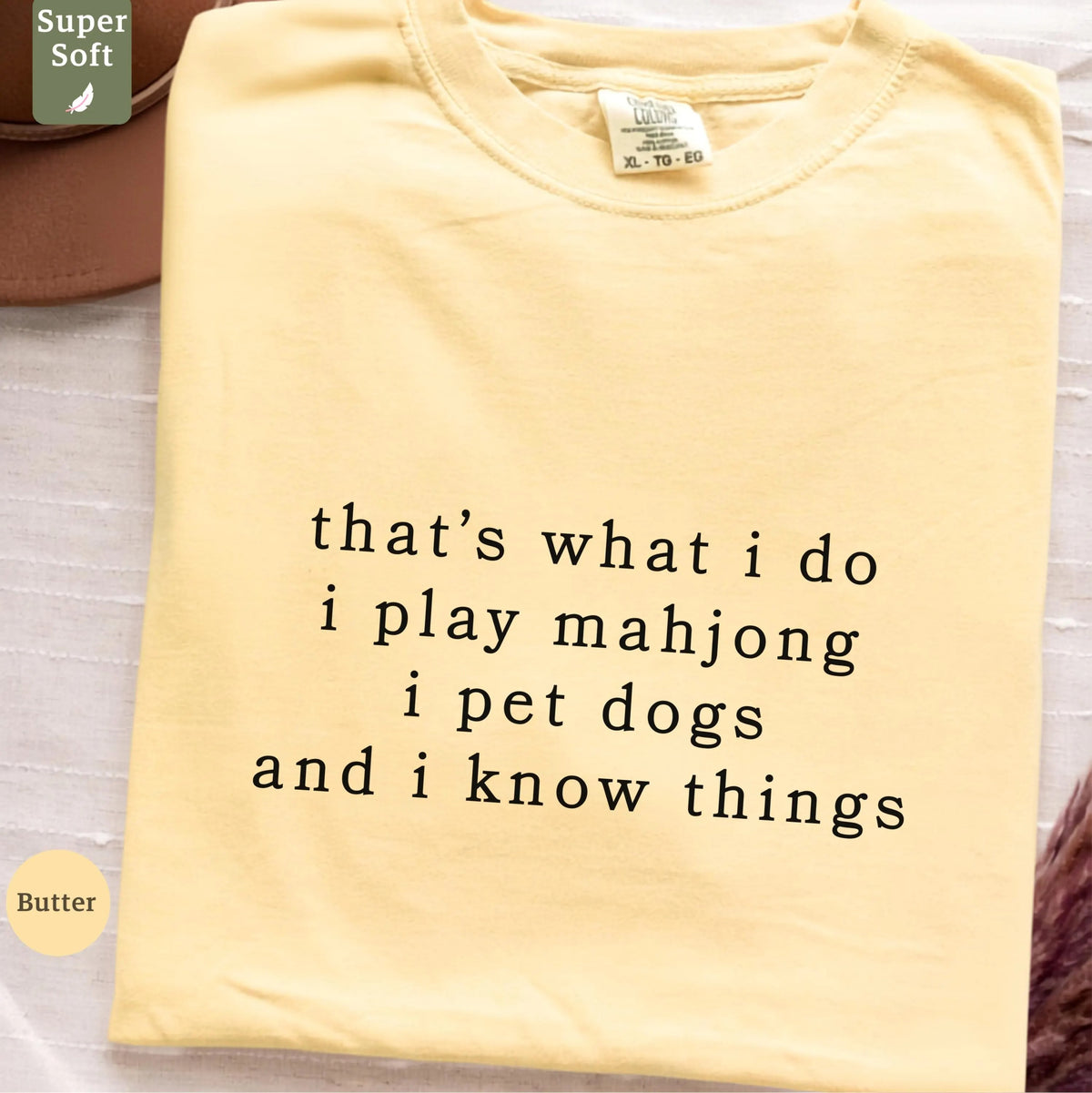 Comfort Colors Funny Mahjong and Dogs ,That's What I Do I Play Mahjong I Pet Dogs Graphic T-Shirt