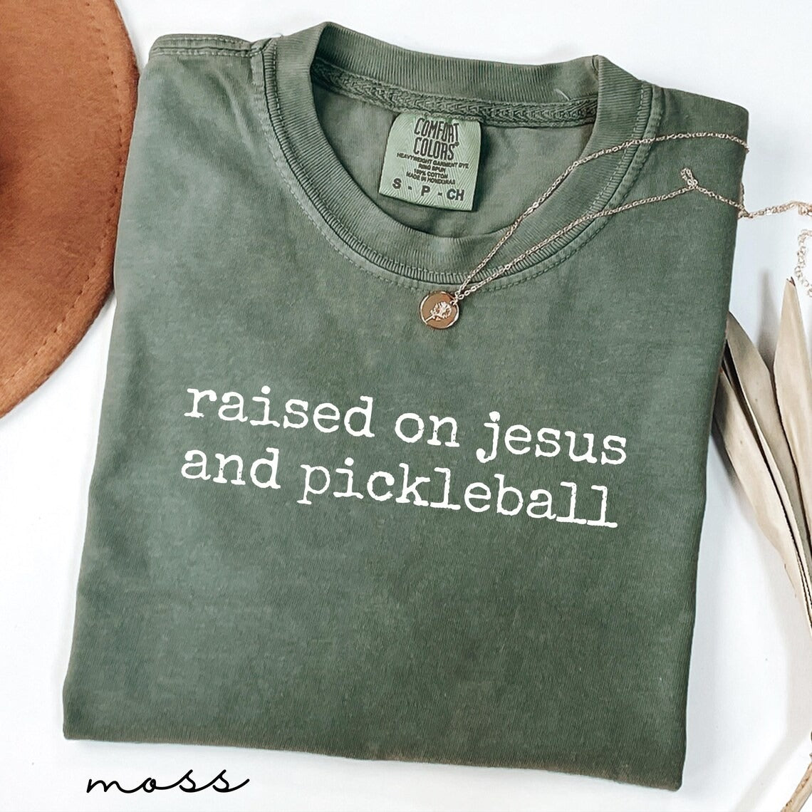 Comfort Colors Raised On Jesus And Pickleball  T-Shirt