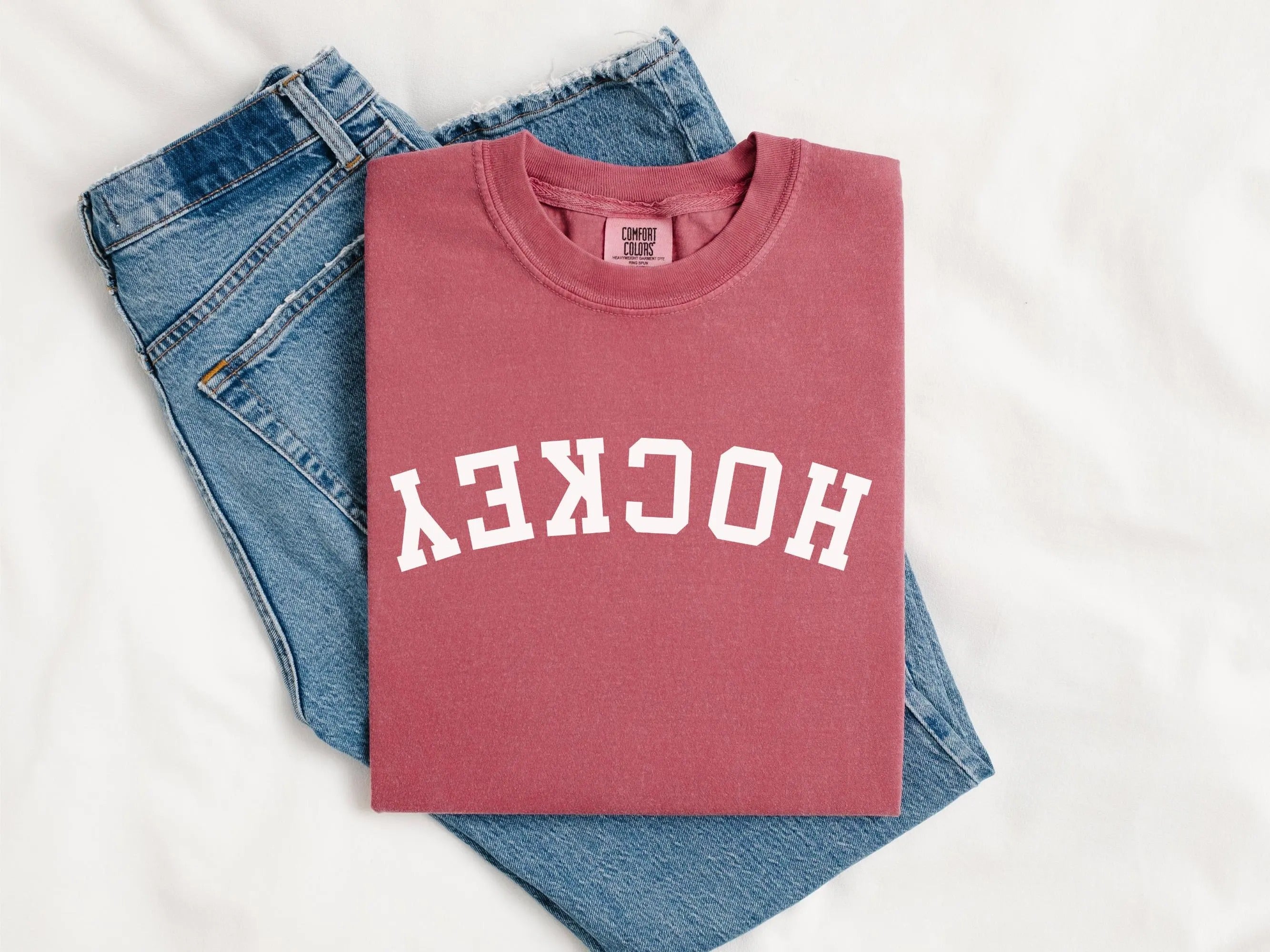 Comfort Colors Upside Down Hockey T-Shirt Gift for Sports Moms, Fan, Athlete, Coach