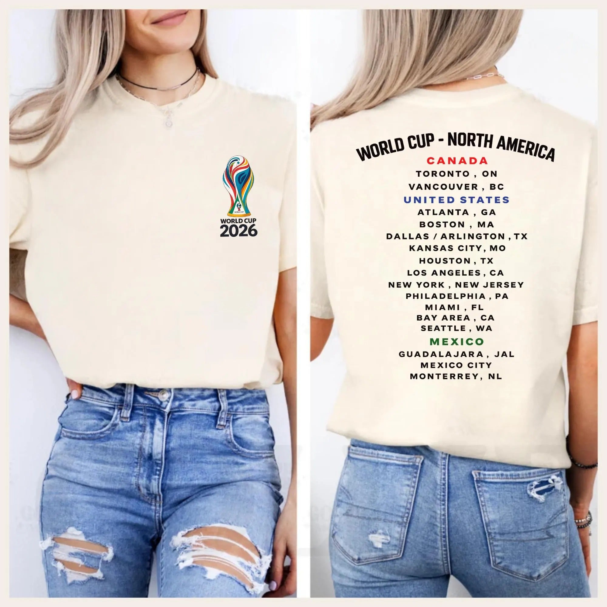 2026 World Cup Host Cities T-shirt, Comfort Colors North America Soccer Tee, USA Canada Mexico Tournament Fan Gift