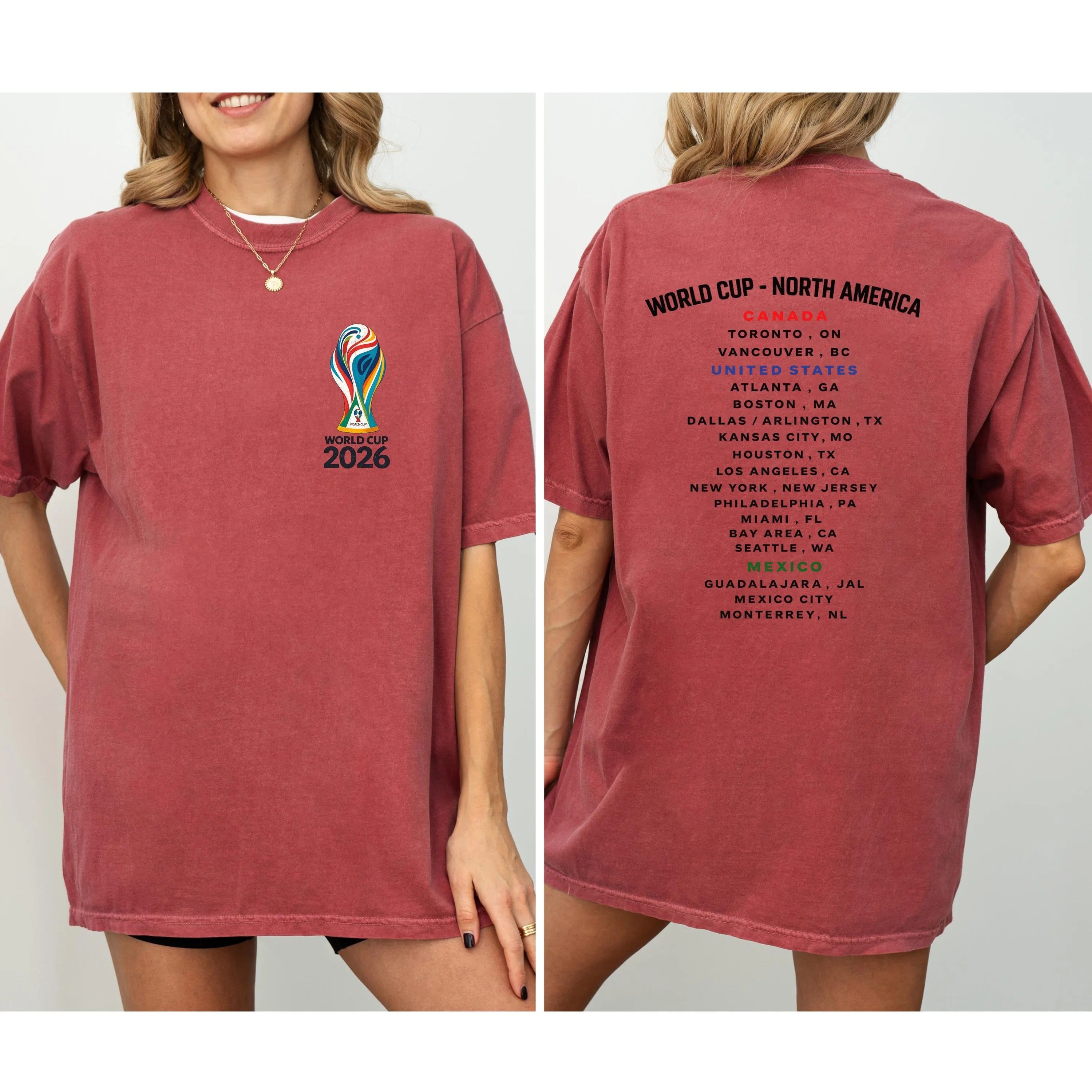 2026 World Cup Host Cities T-shirt, Comfort Colors North America Soccer Tee, USA Canada Mexico Tournament Fan Gift