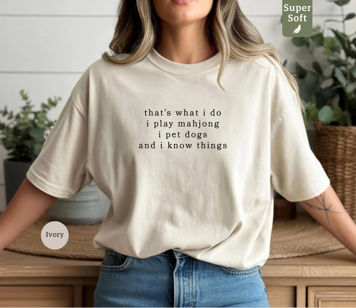 Comfort Colors Funny Mahjong and Dogs ,That's What I Do I Play Mahjong I Pet Dogs Graphic T-Shirt