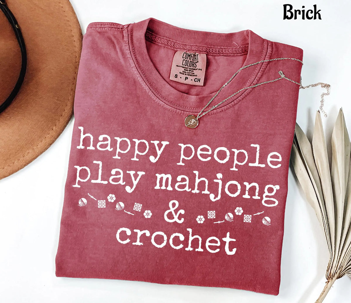Comfort Colors Happy People Play Mahjong & Crochet T-Shirt