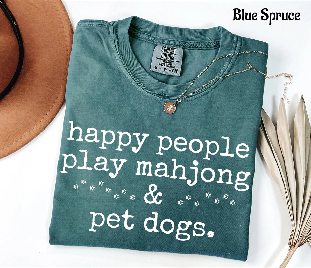 Comfort Colors Happy People Play Mahjong&Pet Dogs T-Shirt