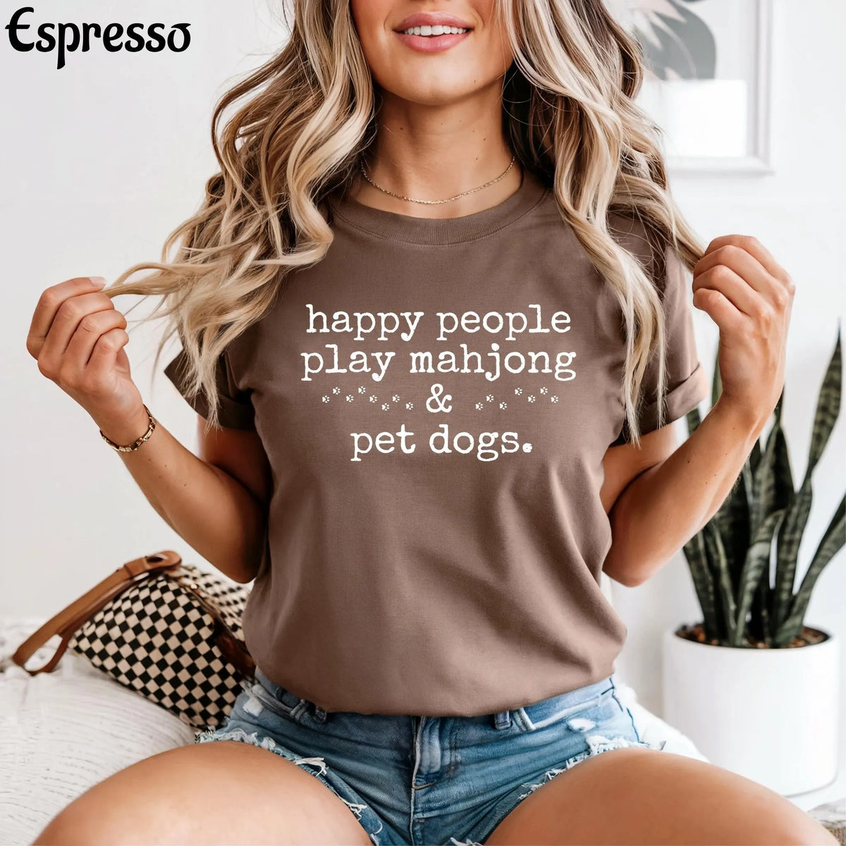 Comfort Colors Happy People Play Mahjong&Pet Dogs T-Shirt