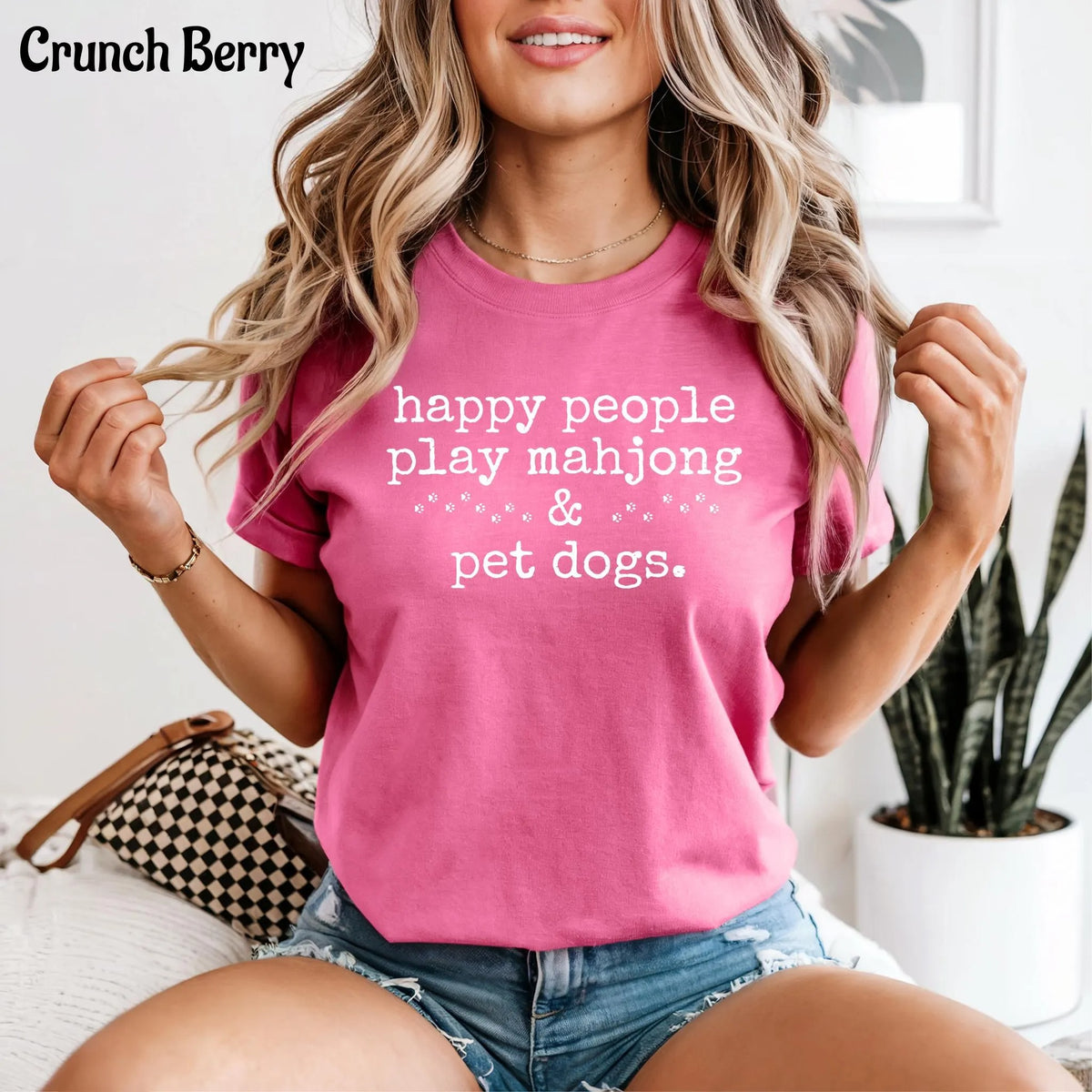 Comfort Colors Happy People Play Mahjong&Pet Dogs T-Shirt