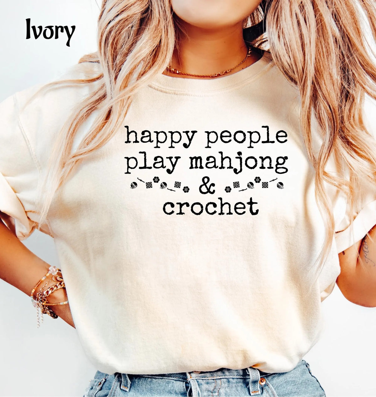 Comfort Colors Happy People Play Mahjong & Crochet T-Shirt