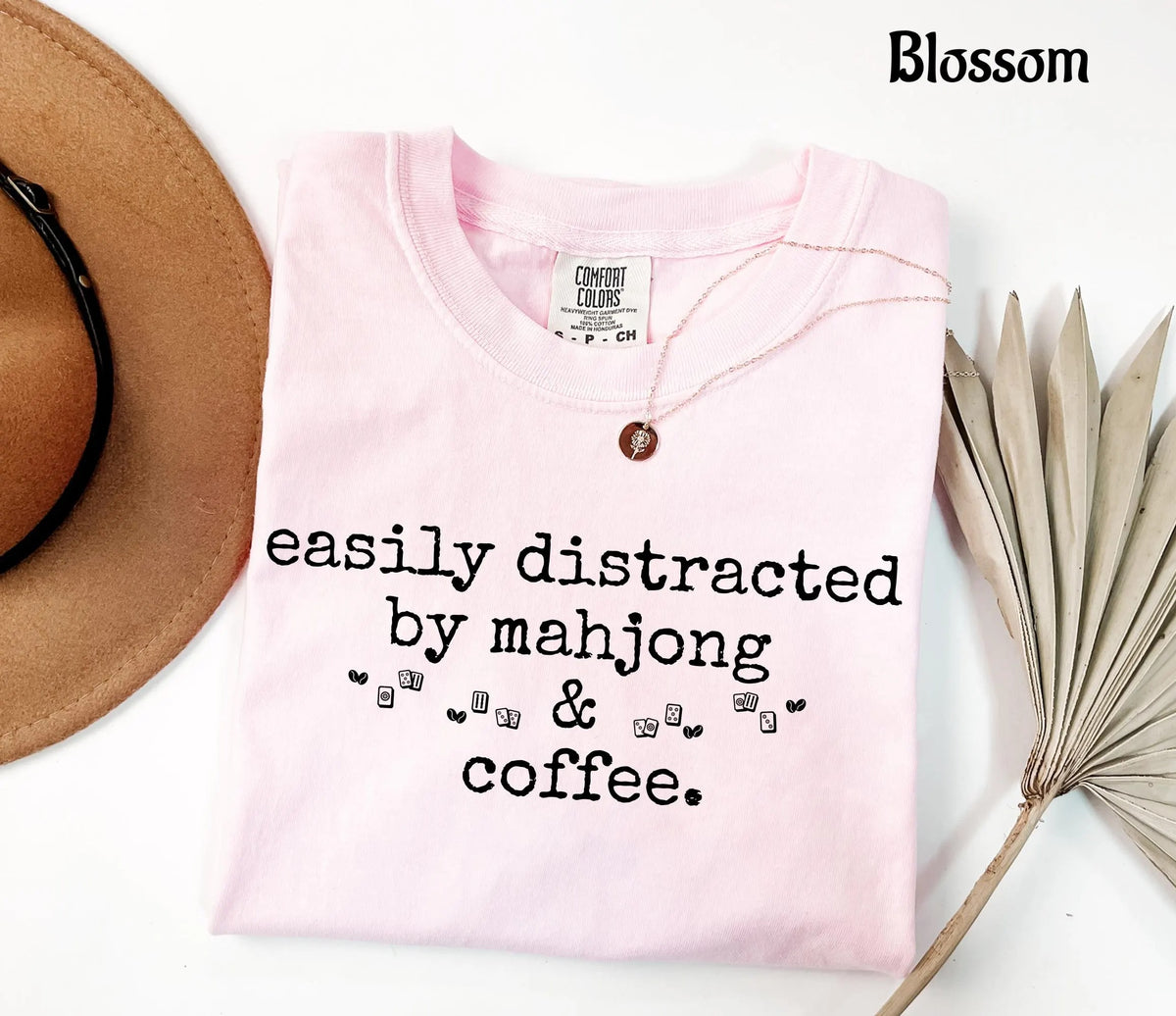 Comfort Colors Easily Distracted by Mahjong & Coffee T-Shirt