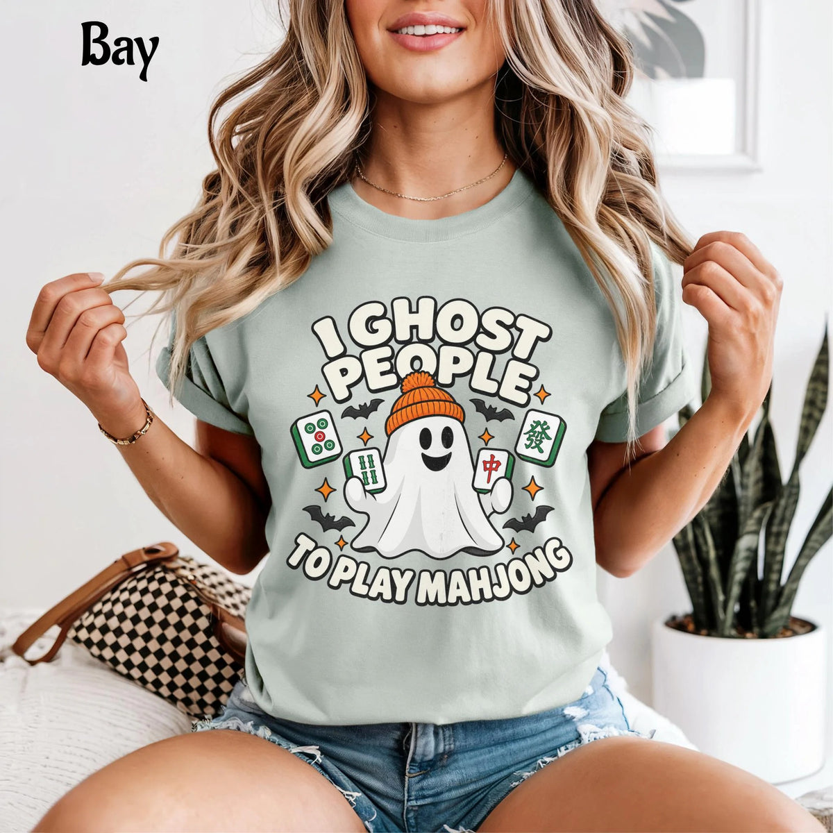 I Ghost People to Play Mahjong，Comfort Colors Ghost Mahjong Halloween T-Shirt