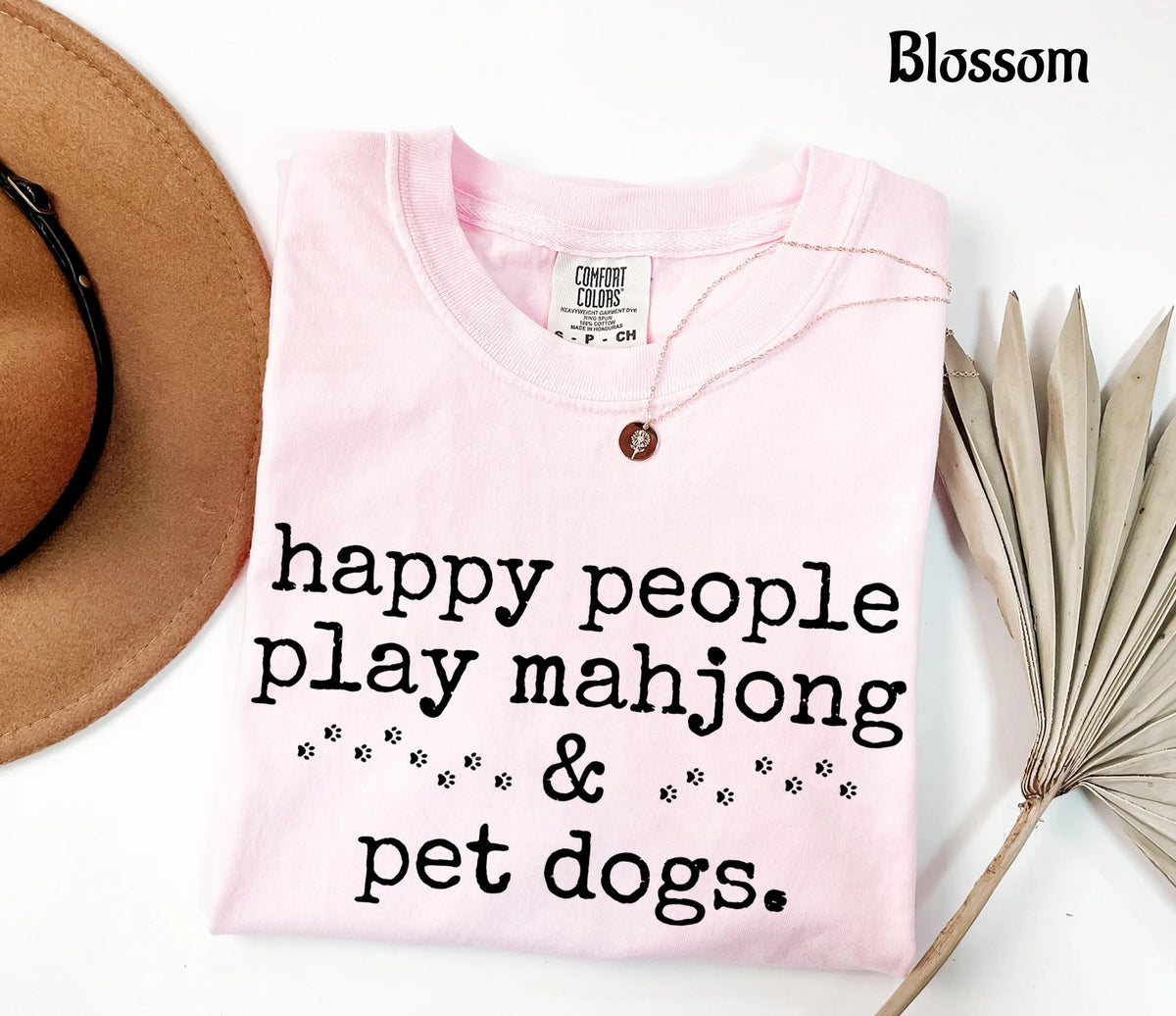 Comfort Colors Happy People Play Mahjong&Pet Dogs T-Shirt