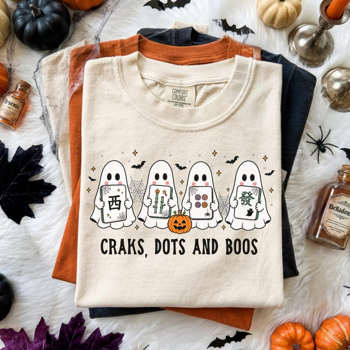 Comfort Colors Crak Dot Boo Tee,Funny Halloween Mahjong Ghost Mahjong Tile Tshirt, Mahjong Lovers Gift