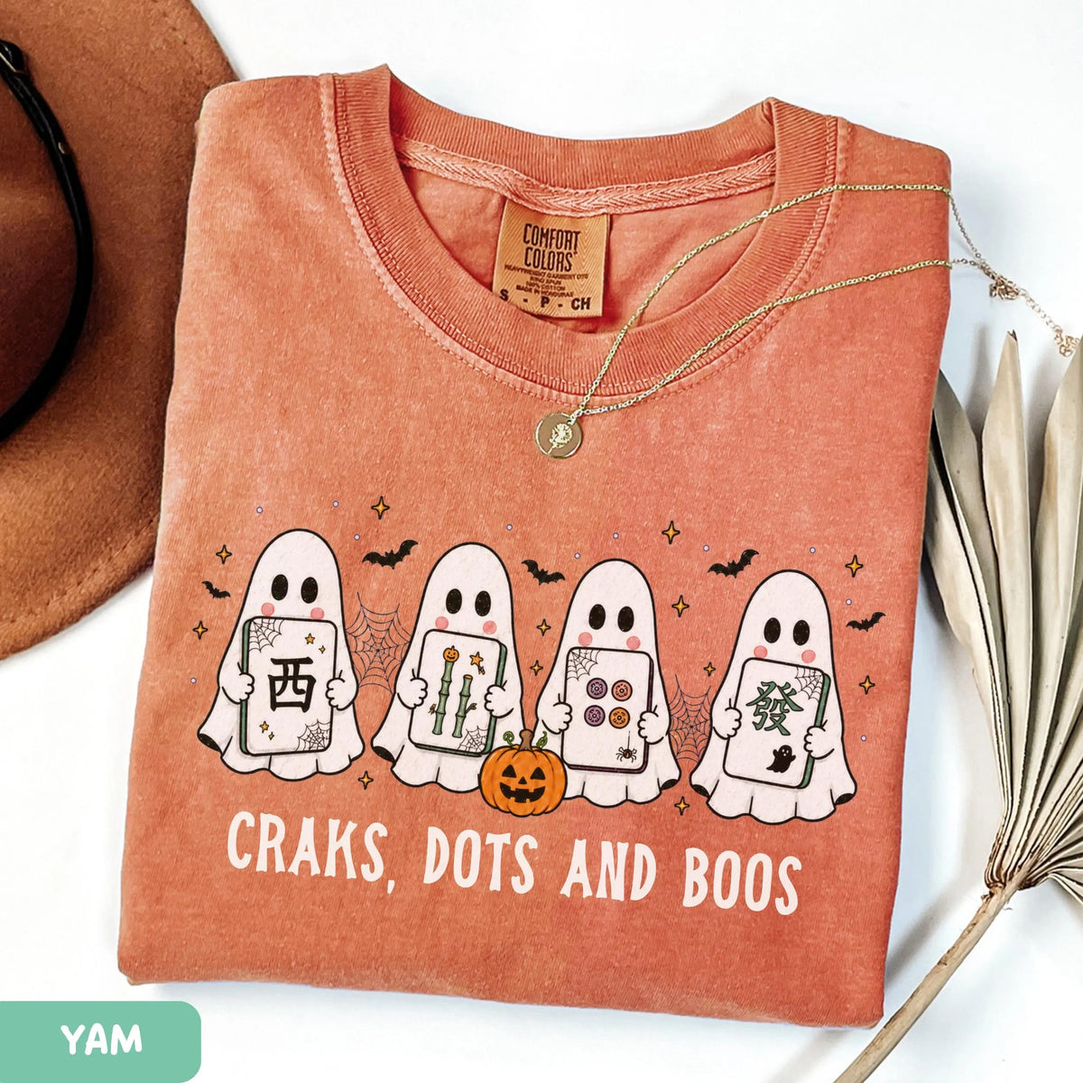 Comfort Colors Crak Dot Boo Tee,Funny Halloween Mahjong Ghost Mahjong Tile Tshirt, Mahjong Lovers Gift