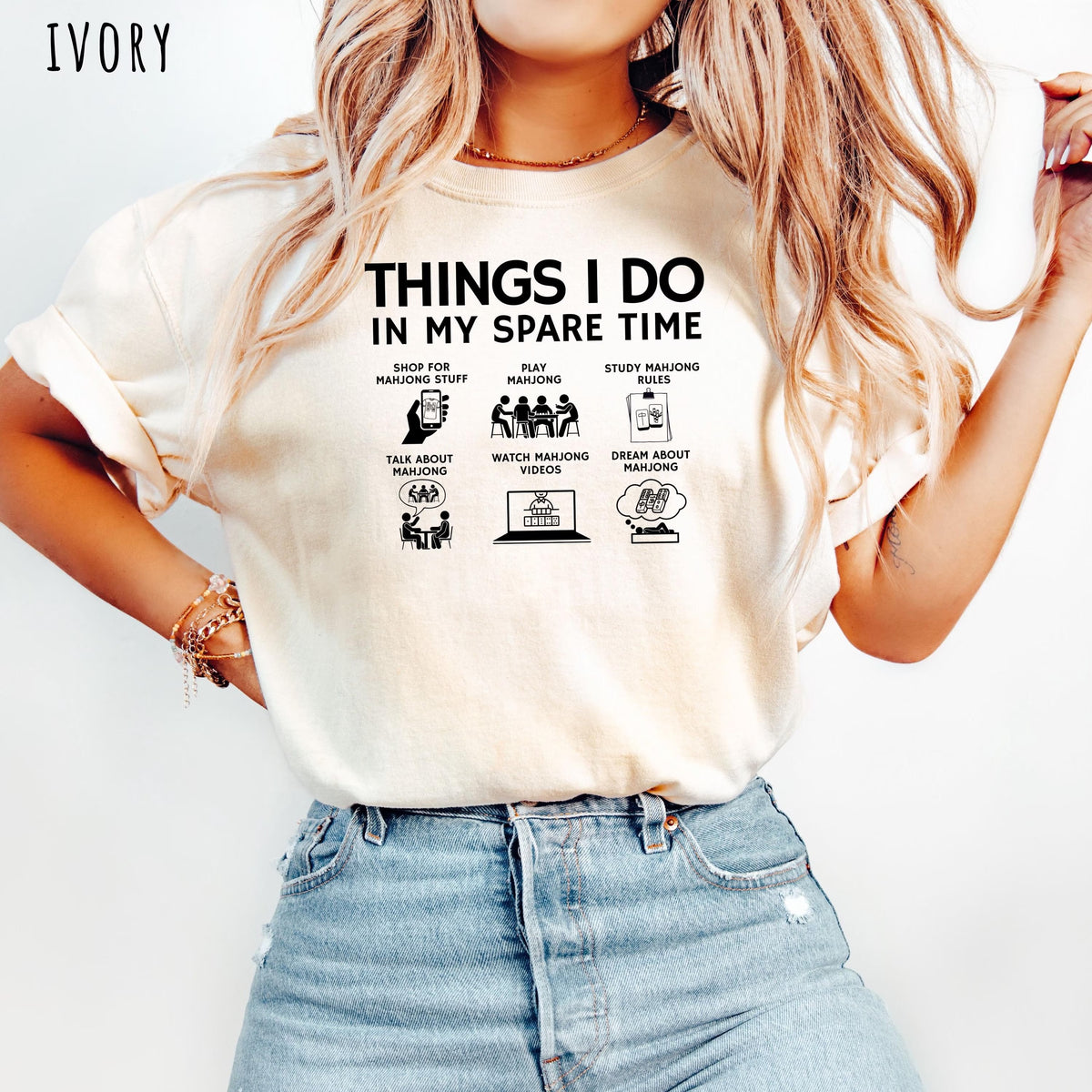 Comfort Colors Things I Do in My Spare Time Mahjong Lover  Funny Mahjong T-shirt