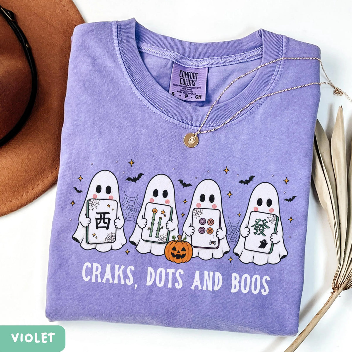 Comfort Colors Crak Dot Boo Tee,Funny Halloween Mahjong Ghost Mahjong Tile Tshirt, Mahjong Lovers Gift