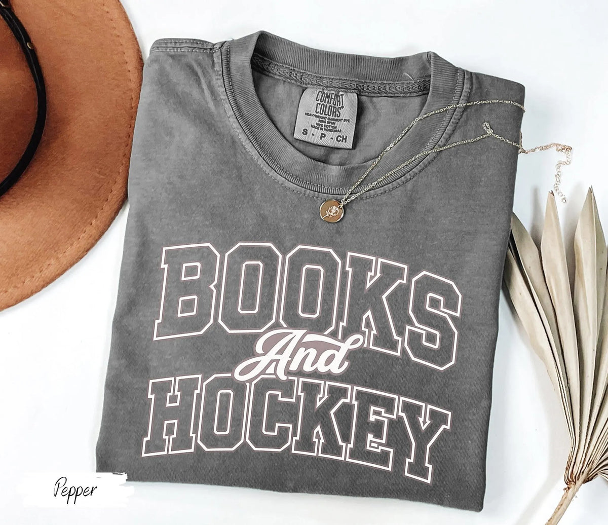 Comfort Colors Books And Hockey T-shirt