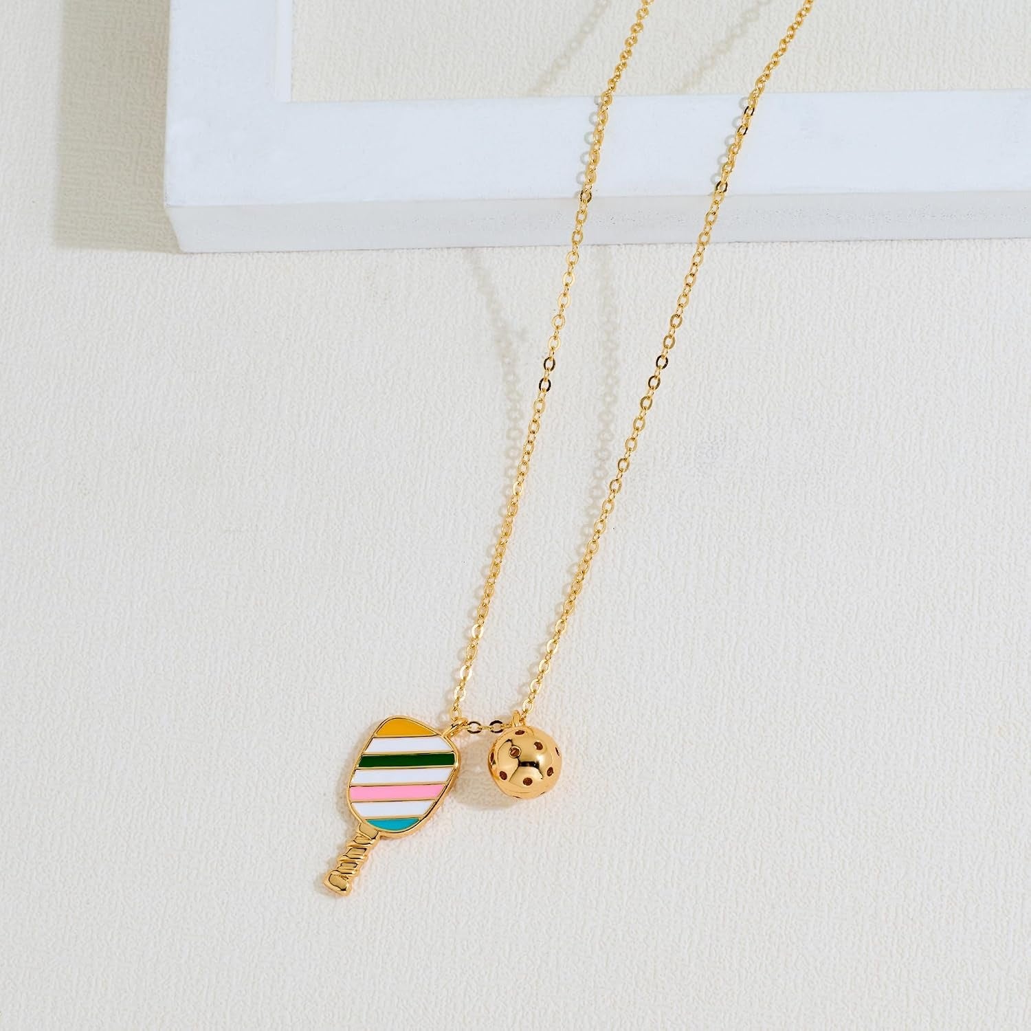 14K Gold Plated Sports Themed Pickleball  Pendant Necklace Gift,Pickleball Earrings, Gifts for Sports Lovers,2 Pairs