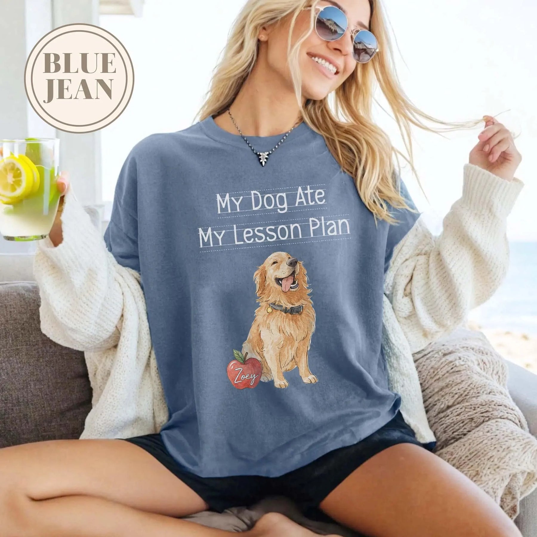Custom Pet Photo And Name Shirt,Comfort Colors My Dog Ate My Lesson Plan T-Shirt