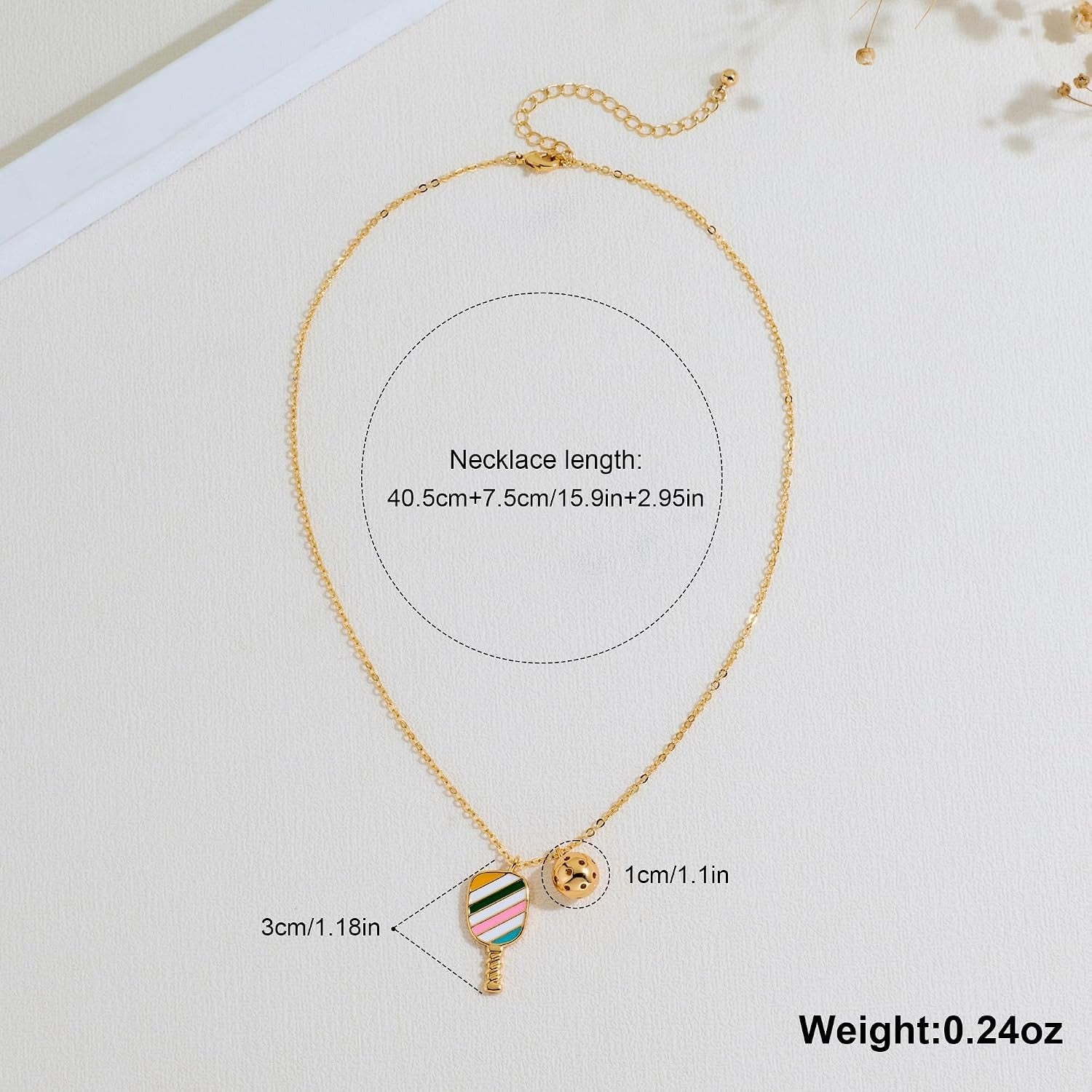 14K Gold Plated Sports Themed Pickleball  Pendant Necklace Gift,Pickleball Earrings, Gifts for Sports Lovers,2 Pairs