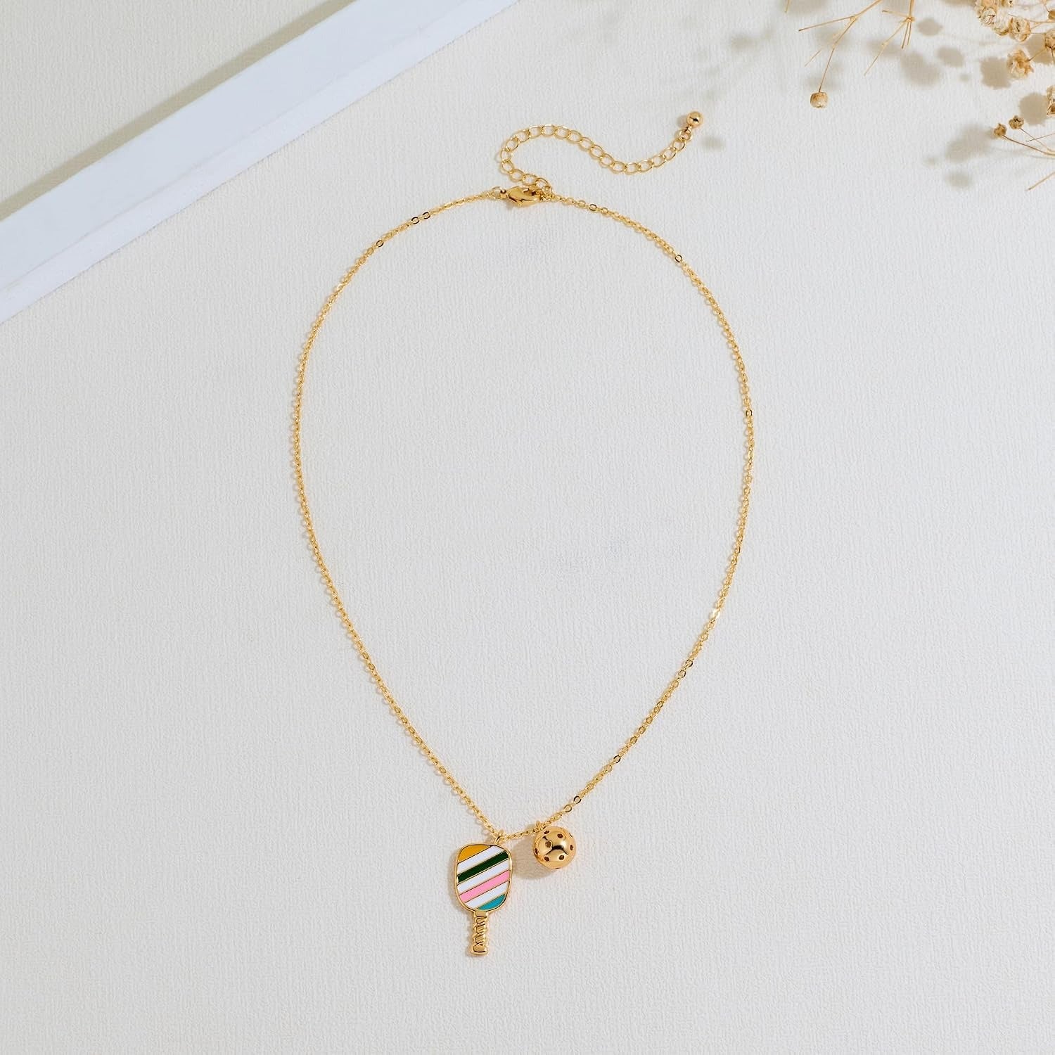 14K Gold Plated Sports Themed Pickleball  Pendant Necklace Gift,Pickleball Earrings, Gifts for Sports Lovers,2 Pairs