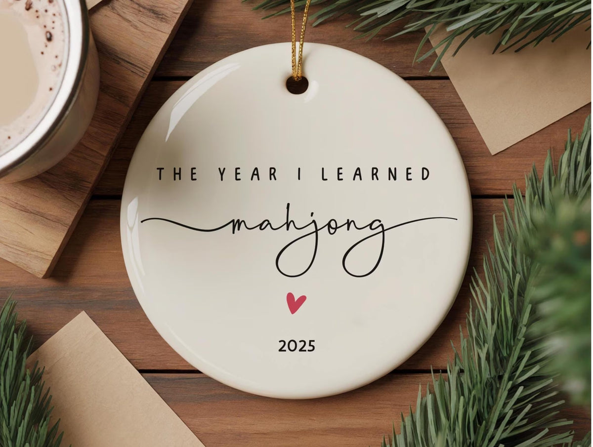 Merry Mahjong Ornament Personalized Mahjong Christmas Tree Ornament Mahjong Lover Gift Ceramic Mahj Holiday Decor Game Night Keepsake