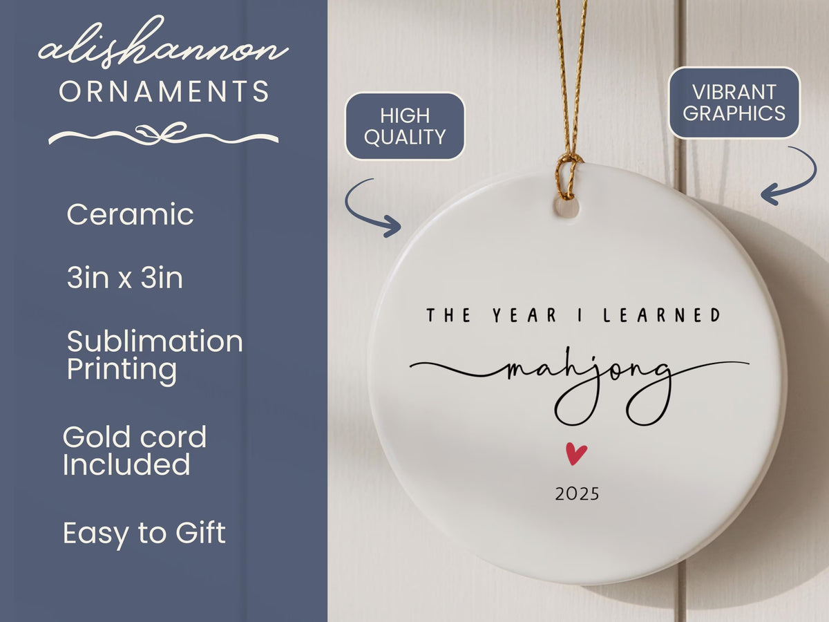 Merry Mahjong Ornament Personalized Mahjong Christmas Tree Ornament Mahjong Lover Gift Ceramic Mahj Holiday Decor Game Night Keepsake