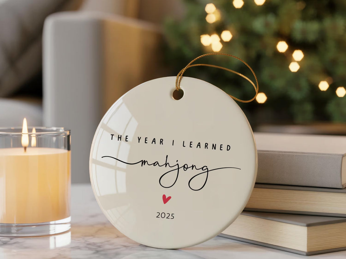 Merry Mahjong Ornament Personalized Mahjong Christmas Tree Ornament Mahjong Lover Gift Ceramic Mahj Holiday Decor Game Night Keepsake