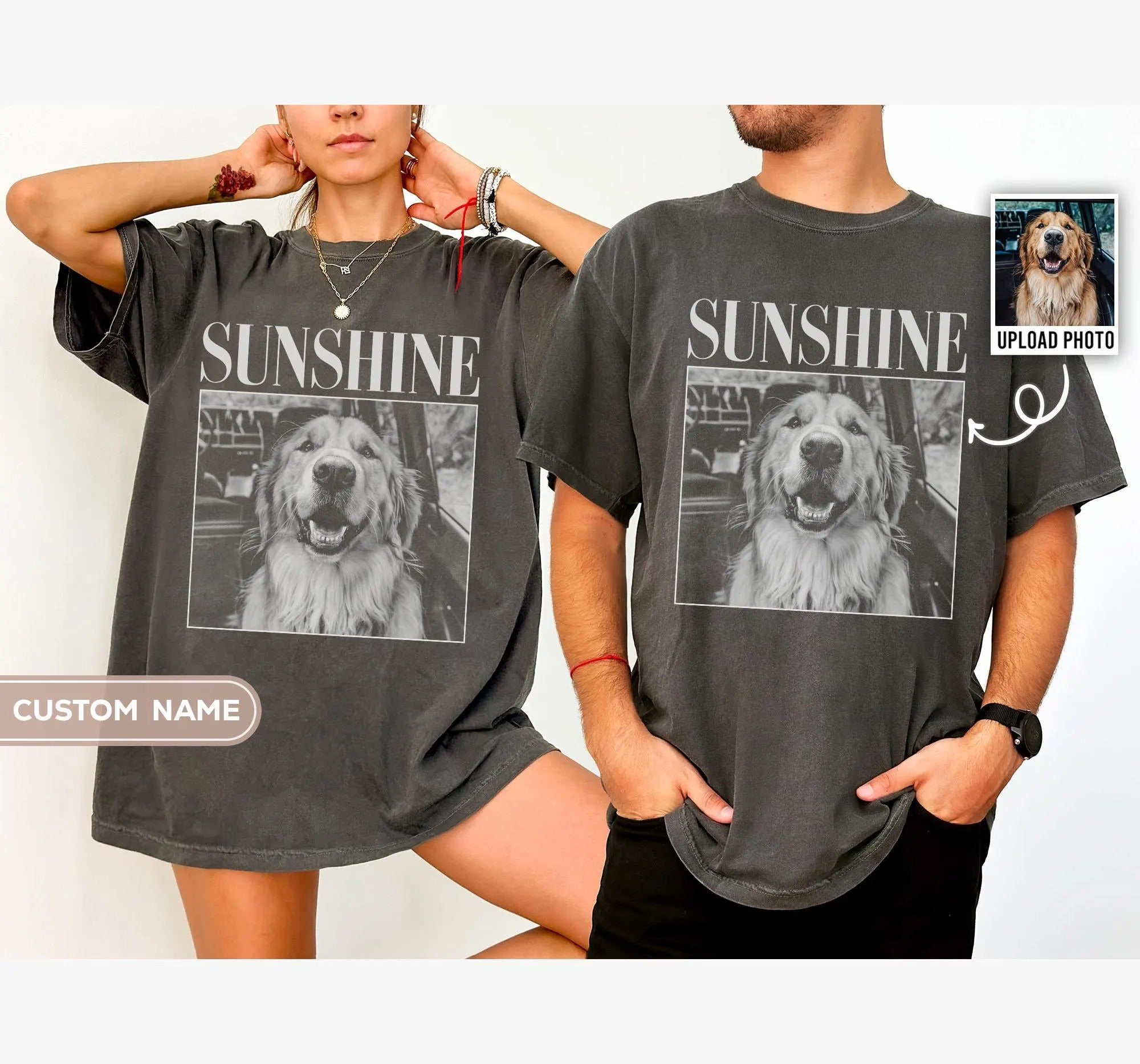 Custom Comfort Colors Pet Photo And Name T-Shirt,Dog Lover Gift, Cat Mom Gift, Pet Loss Gift