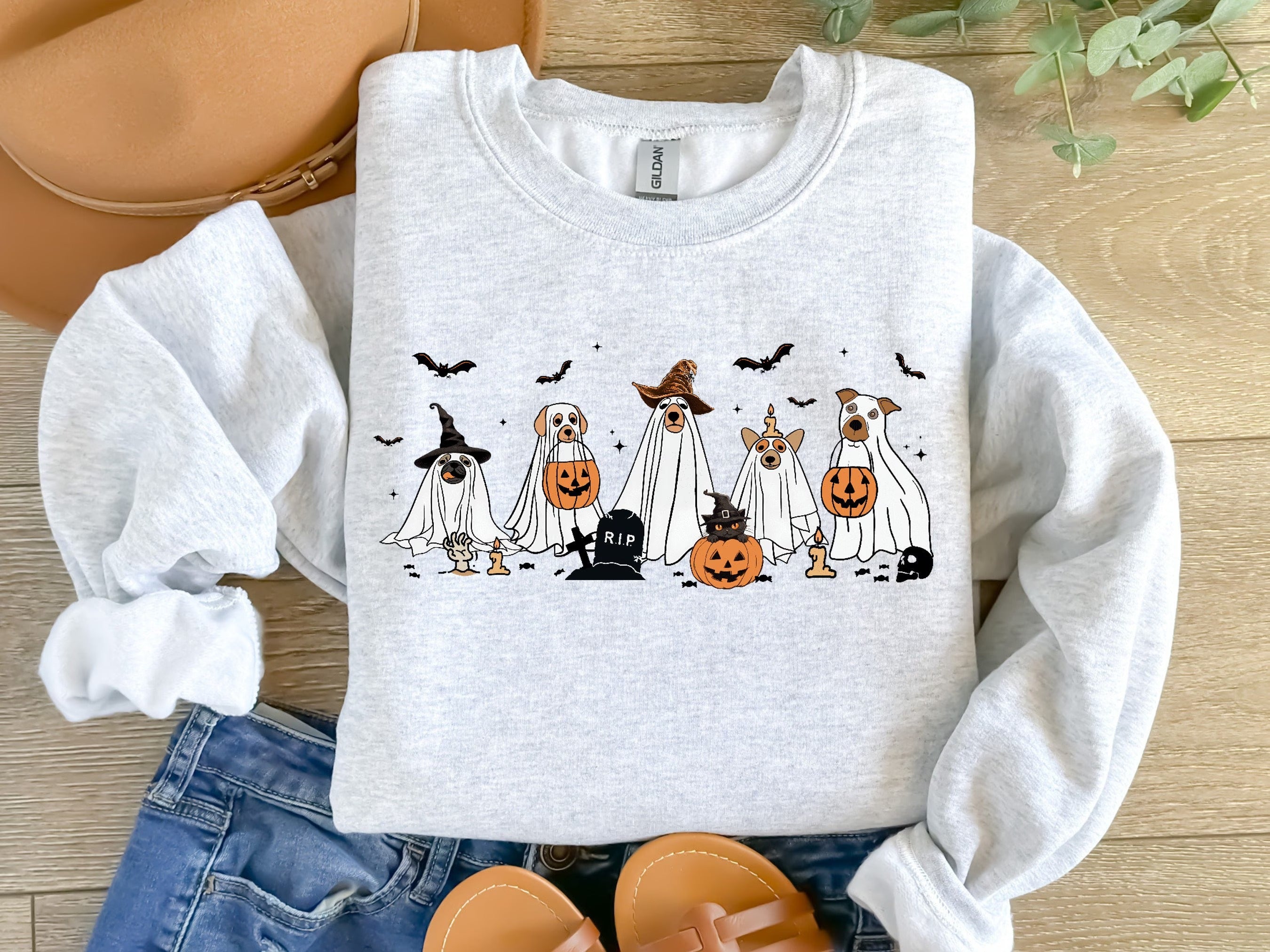 Cute Ghost Dogs Halloween Sweatshirt